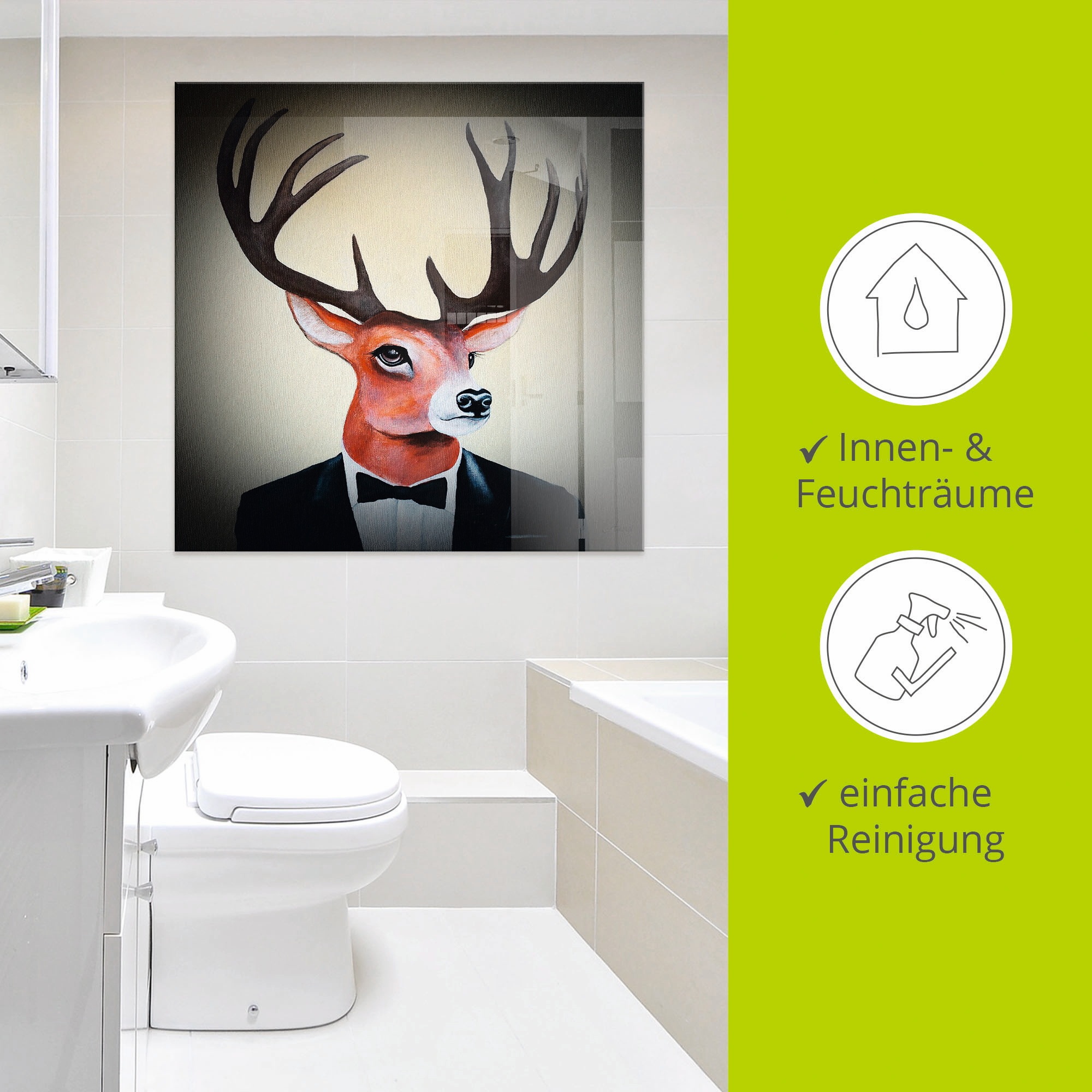 Artland Glasbild »Undercover Hirsch«, Humor, (1 St.), in verschiedenen Grössen