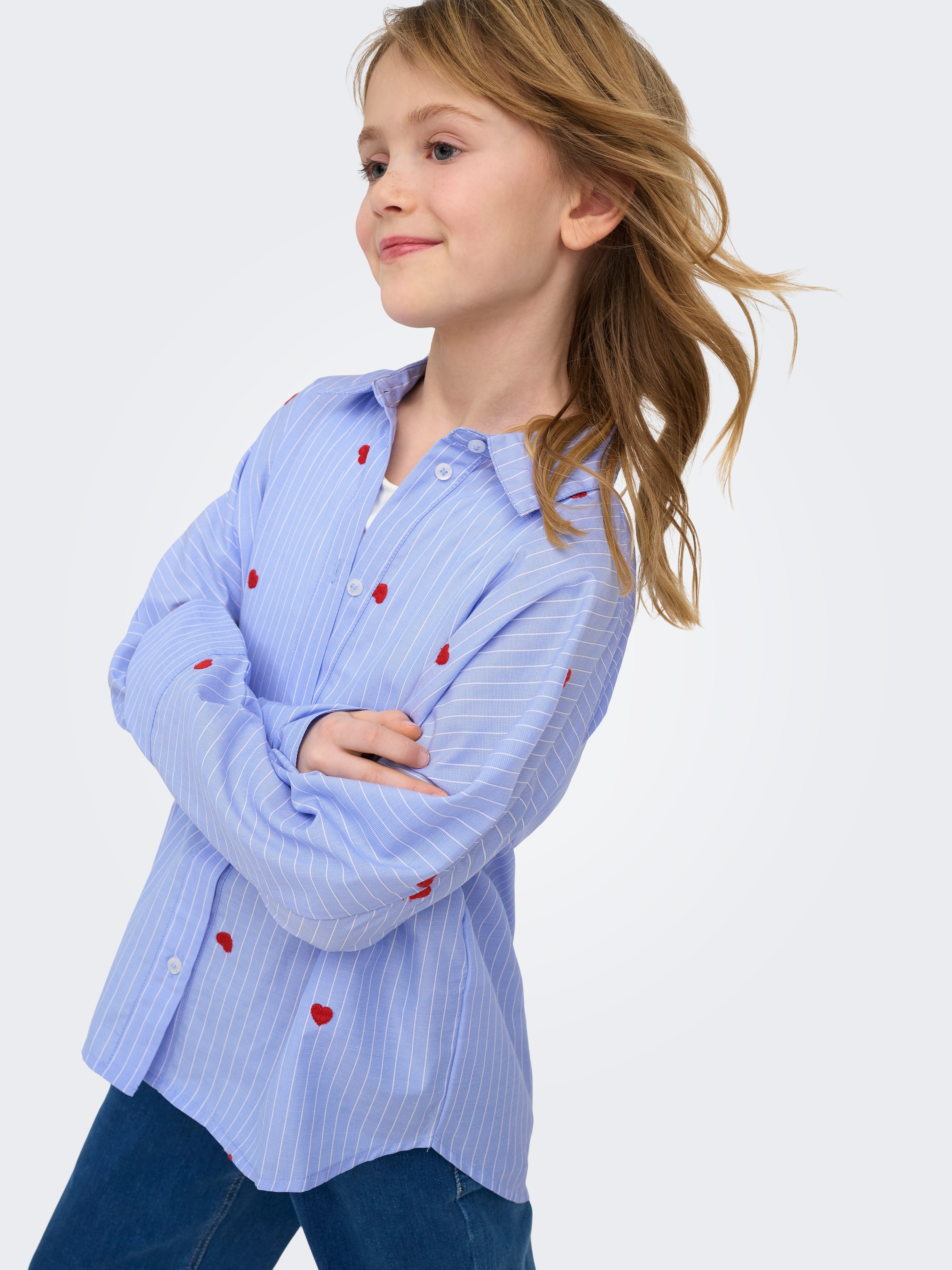 KIDS ONLY Blouse chemise »KOGNEW LINAGRACE LS ST.EMB SHRT WVN NOOS«