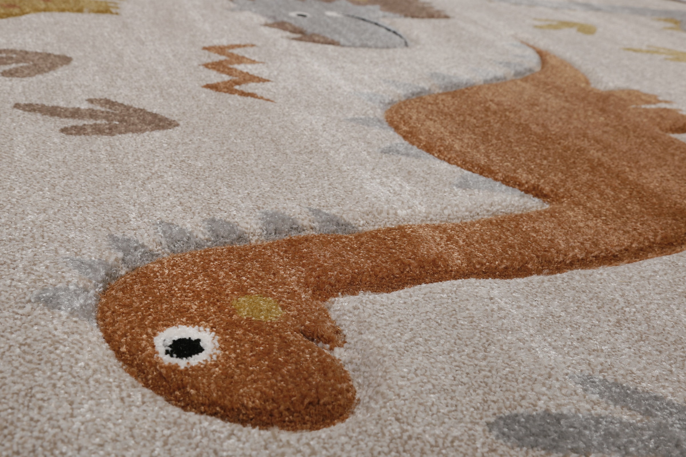 SMART KIDS Kinderteppich »T-Rex & Friends«, rund, 10 mm Höhe, Moderner Spielteppich, strapazierfähig, pflegeleicht, Konturenschnitt
