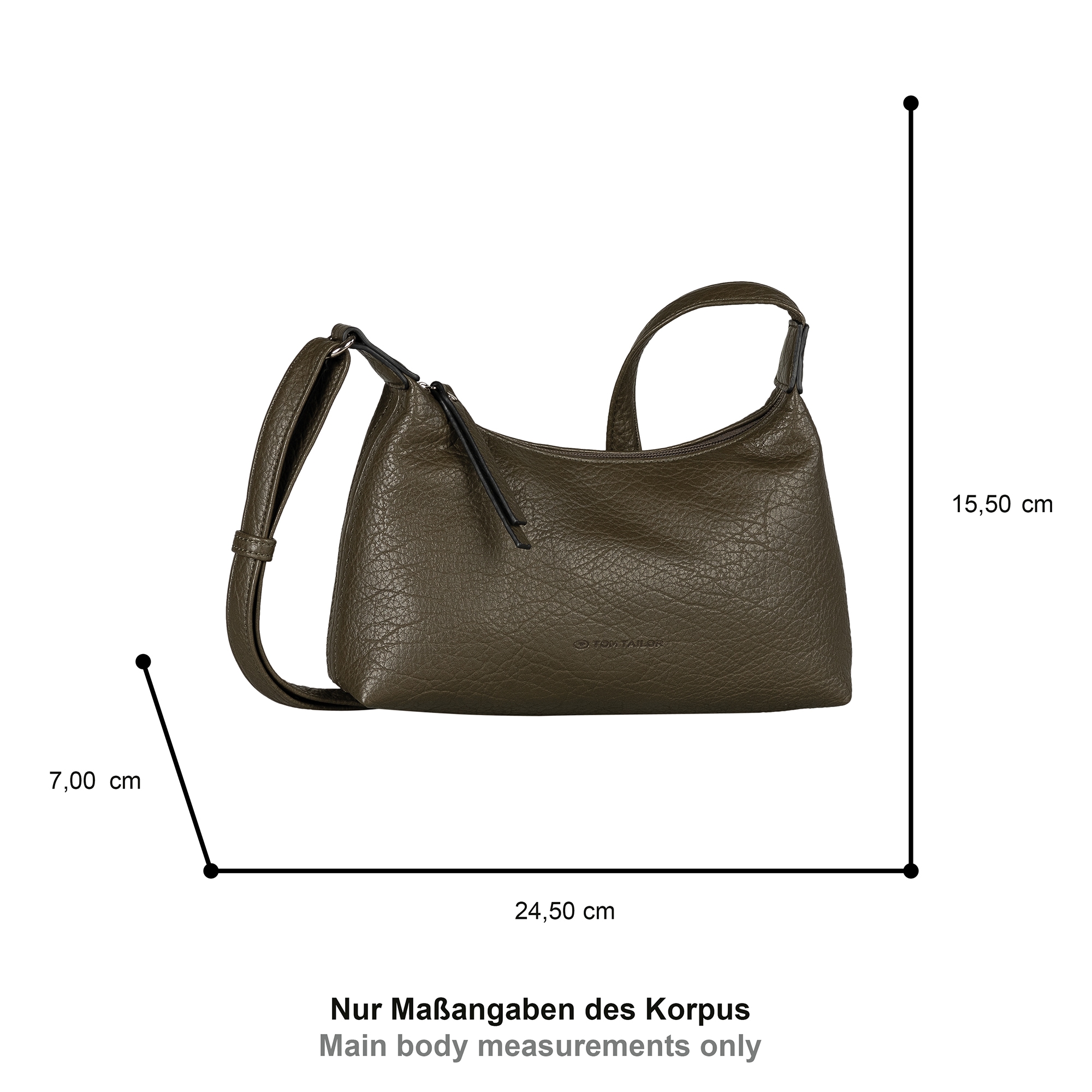 TOM TAILOR Sac à bandoulière »Evelina« en similicuir souple en forme trapèze décontractée avec côtés décoratifs