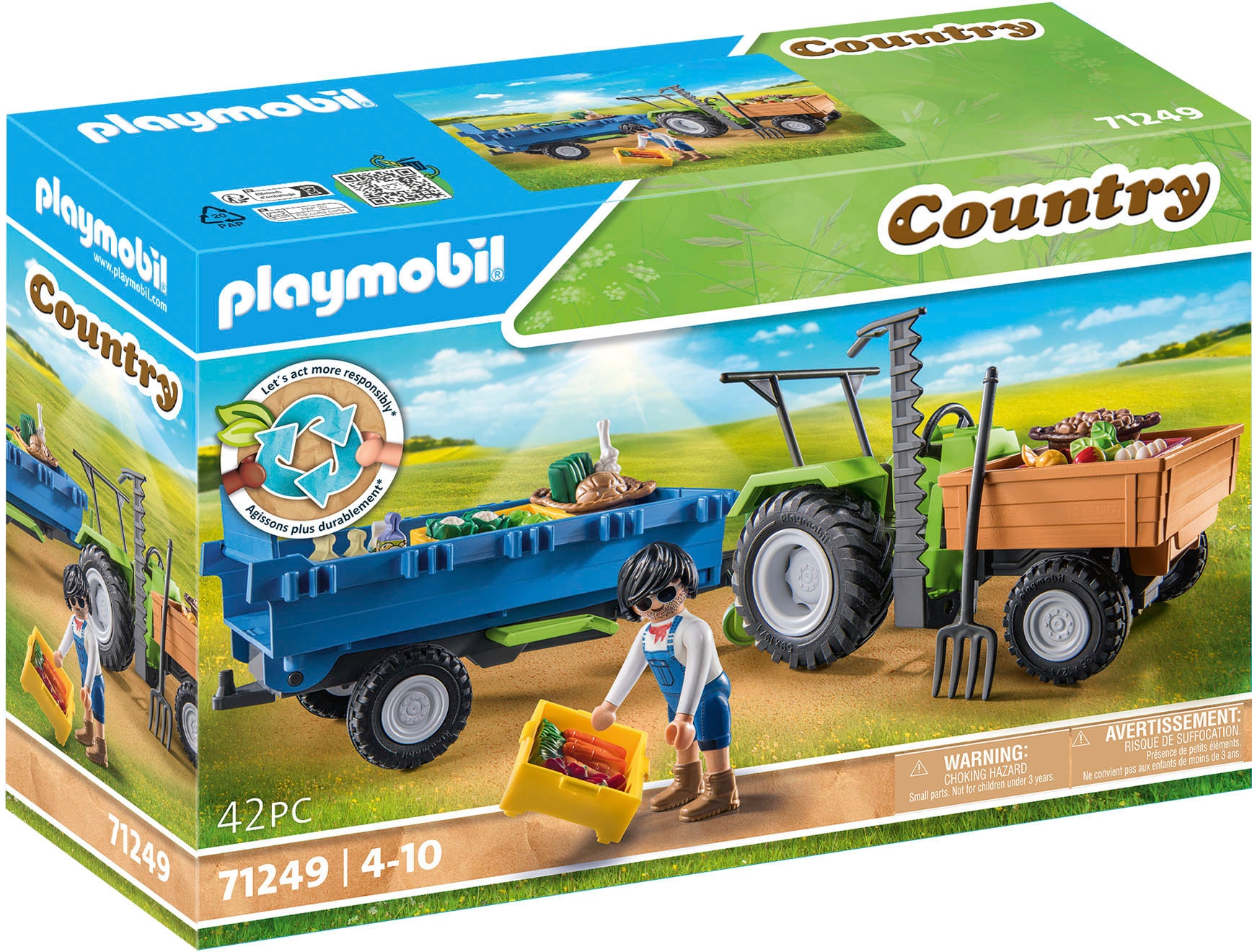 Konstruktions-Spielset »Traktor mit Hänger (71249), Country«, teilweise aus recyceltem...