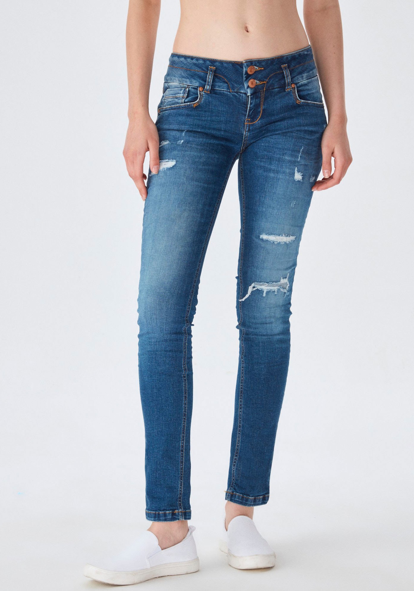 Slim-fit-Jeans »ZENA«, mit breitem Bund mit Doppelknopf