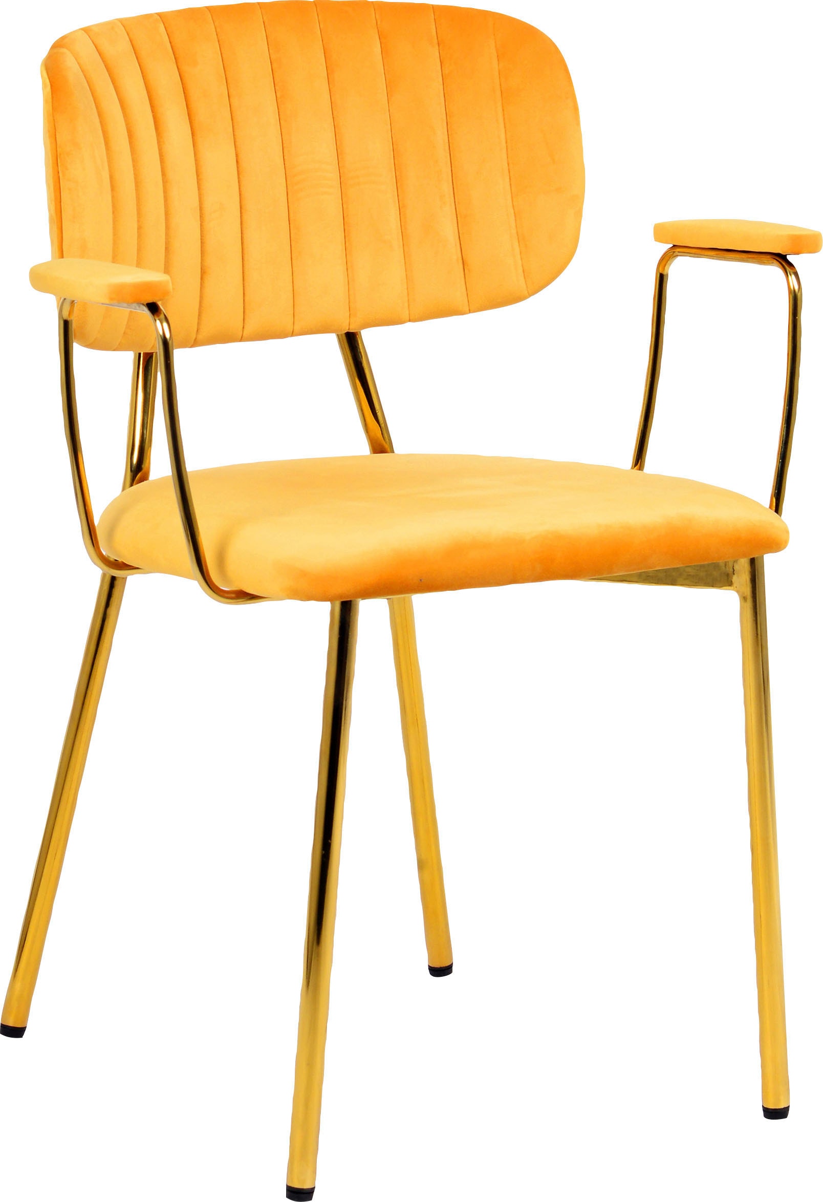 Kayoom 4-Fussstuhl »Stuhl Kian 225 2er-Set, Gestell aus Edelstahl, Rückenpolster«, (Set), 2 St., Stoffbezug, samtweicher Bezug Rückenpolster ist ein Hingucker