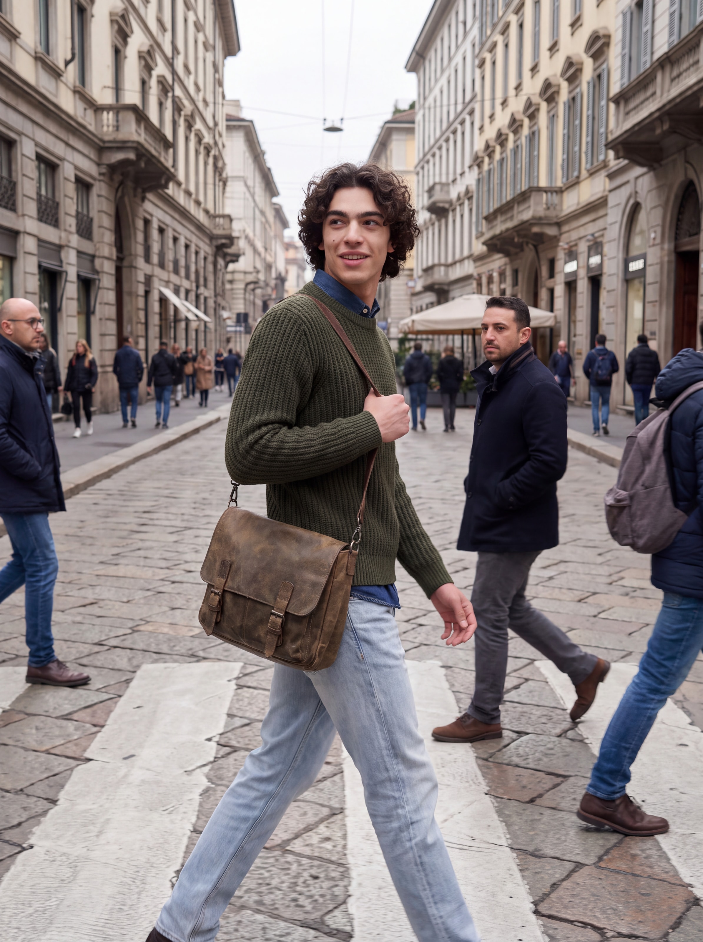 Jack & Jones Pull à col rond »JJJAXON KNIT CREW NECK« Materialmix, normal geschnitten
