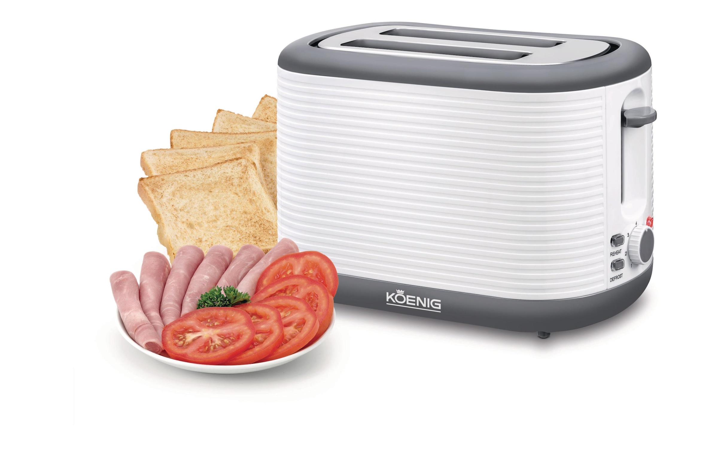 KOENIG Toaster »Stripes, Weiss, Grau«, für 2 Scheiben, 930 W