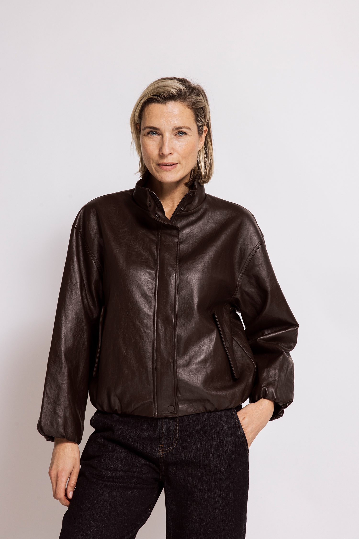 Image of Zhrill Jackenblazer "ASAMI" Blouson -in Leder-Optik / moderner Look / Stehkragen