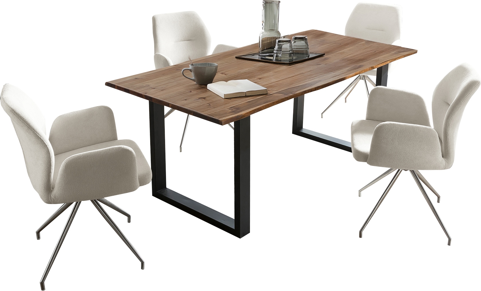 SalesFever Essgruppe »Stilvolle Essgruppe«, (Set, 5 tlg.), 5-teiliges Set: Behandelte Tischplatte mit seidenmattem Finish
