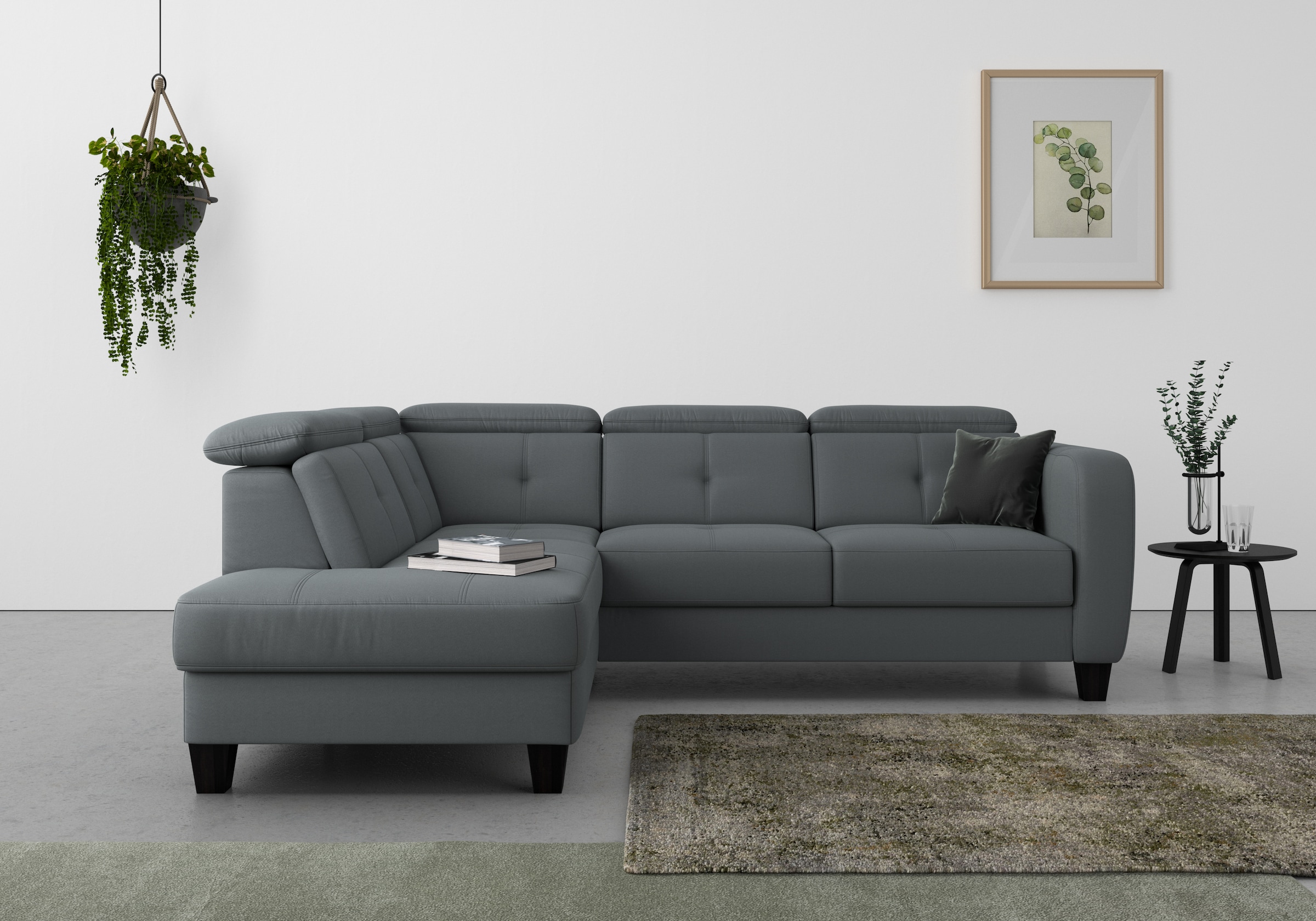 sit&more Ecksofa »Belluci L-Form« inklusive Federkern, wahlweise mit Bettfunktion und Bettkasten