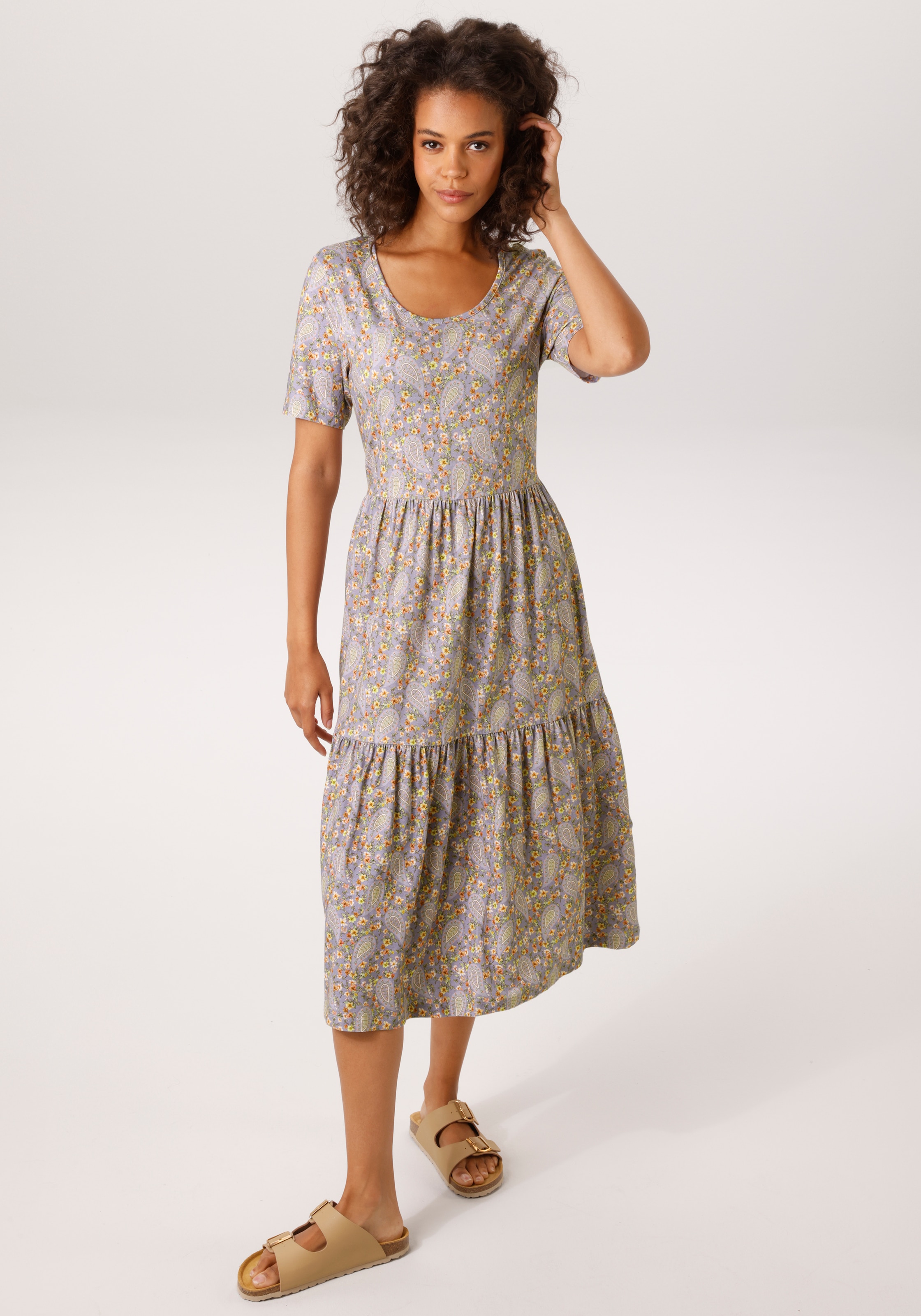 Image of Aniston CASUAL Sommerkleid mit romantischem Blumendruck und Paisley-Muster