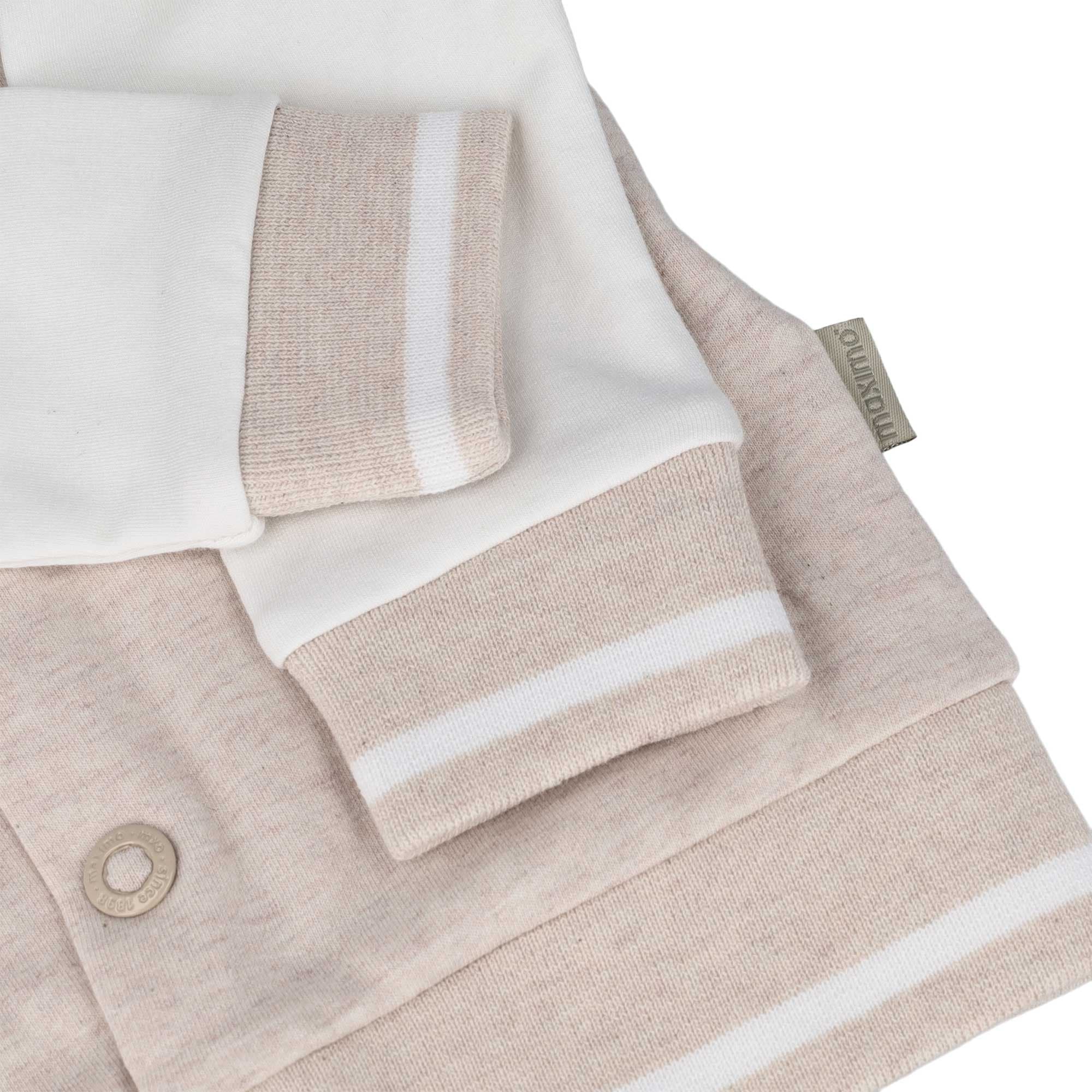 MAXIMO Veste sweat 1 College Style, beigemeliert, weisse Ärmel, „hello“-Stickerei