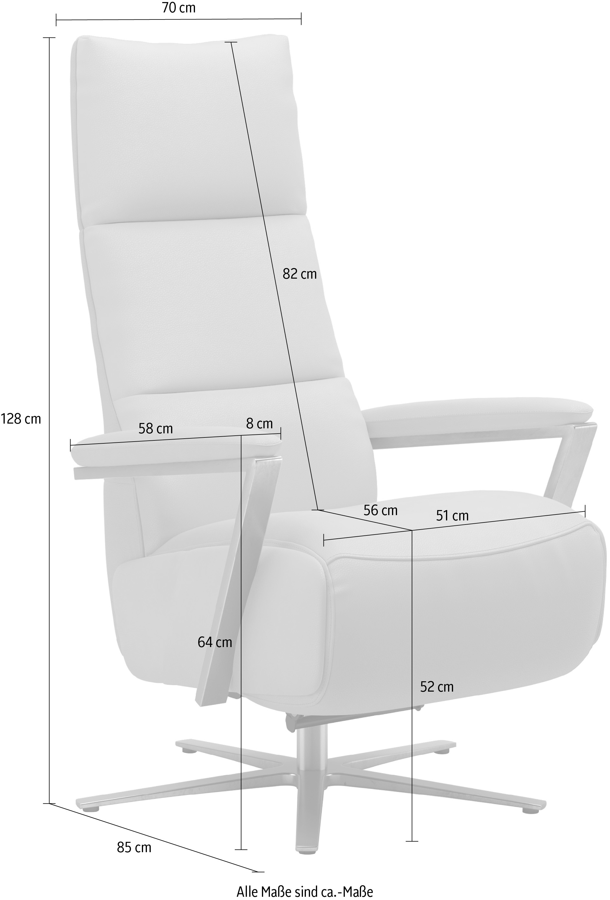 sit&more Fauteuil TV »Vario Comfort, inkl. Kopfteilverstellung & 360° Drehfunktion« mit Gasdruck, Höhe der Armlehnen 64cm