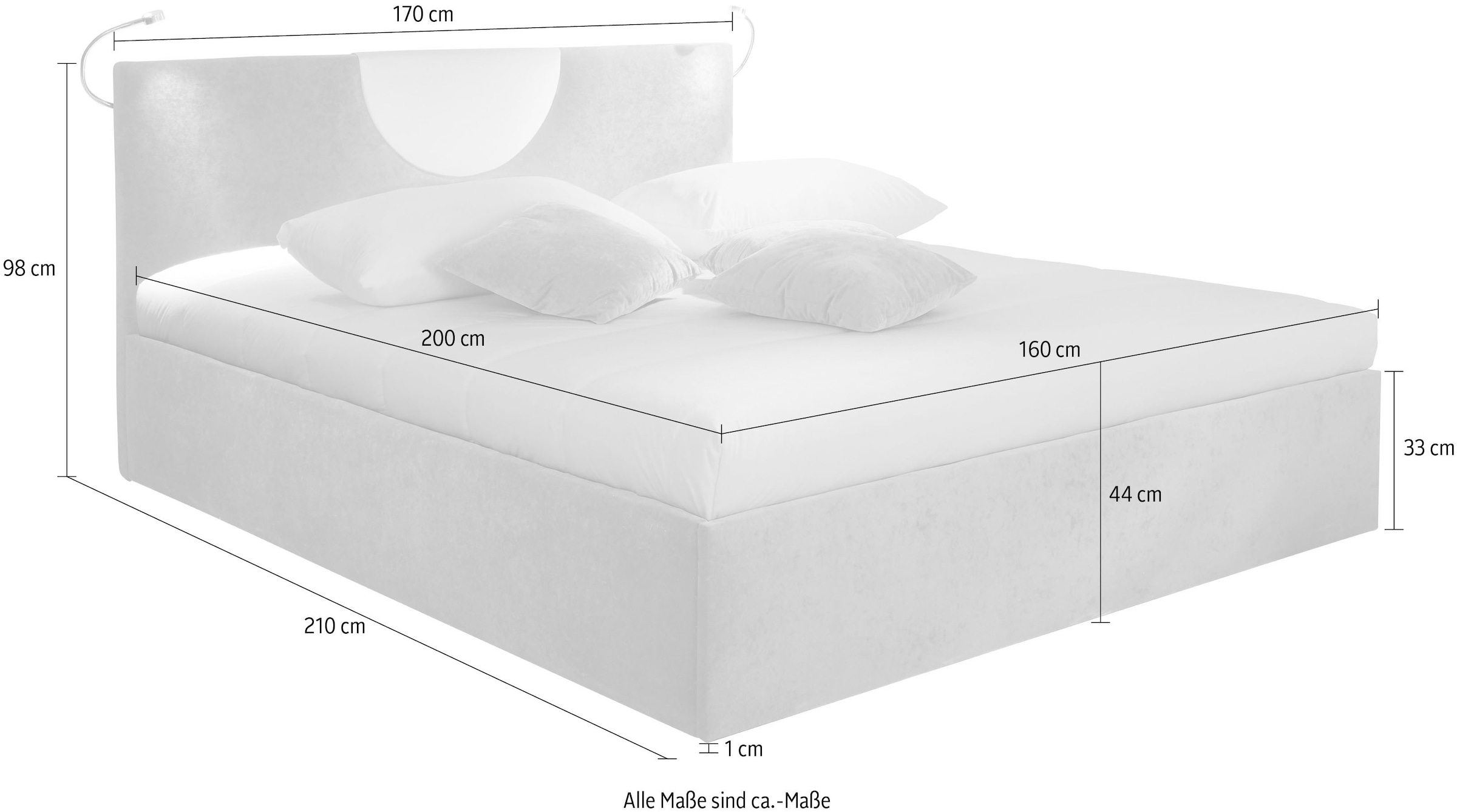 Westfalia Schlafkomfort Polsterbett »Pisa in verschiedenen Härtegraden und Grössen« wahlweise mit oder ohne Bettkasten