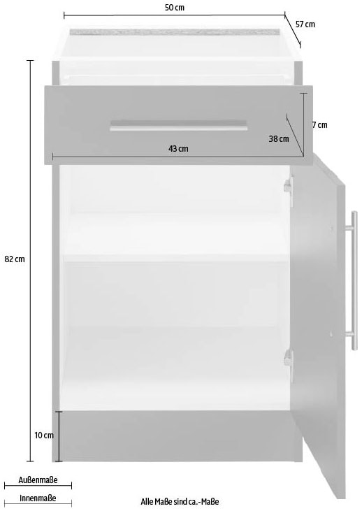 wiho Küchen Unterschrank »Cali« 50 cm breit, ohne Arbeitsplatte