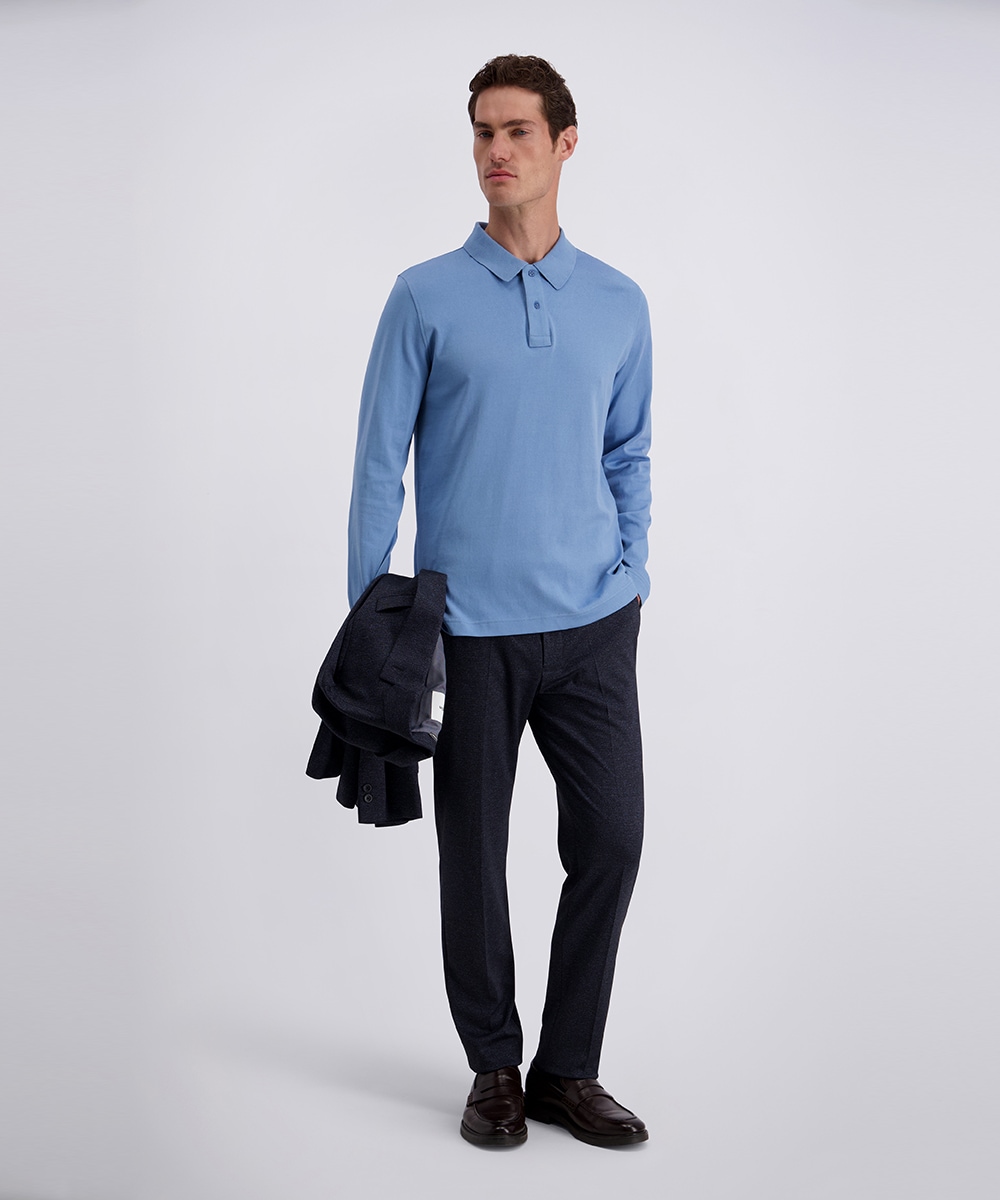 Pierre Cardin Polo à manches longues en forme 2 boutons