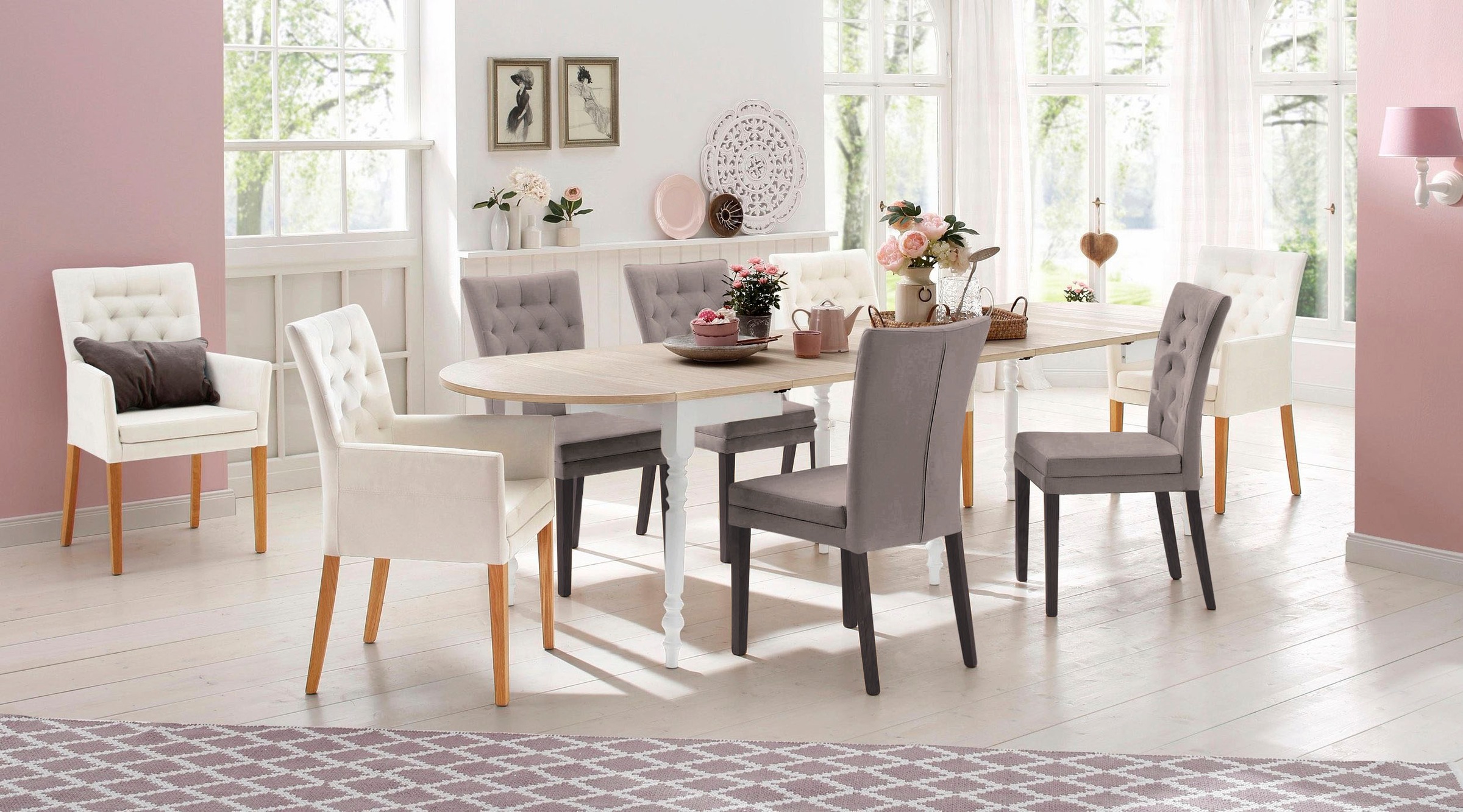 Home affaire 4-Fussstuhl »Colorado«, (Set), 2 St., Luxus-Microfaser, Beine aus Buche, wengefarben lackiert, Im 2er, 4er oder 6er-Set