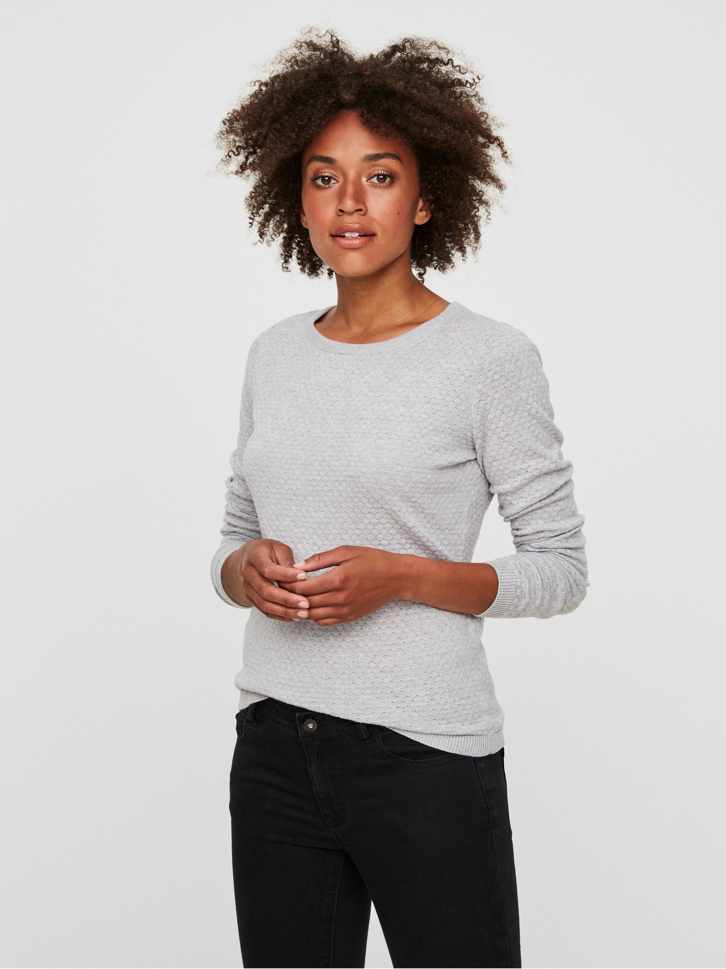 Image of Vero Moda Rundhalspullover "VMCARE STRUCTURE LS O-NECK BLOUSE" aus Baumwolle