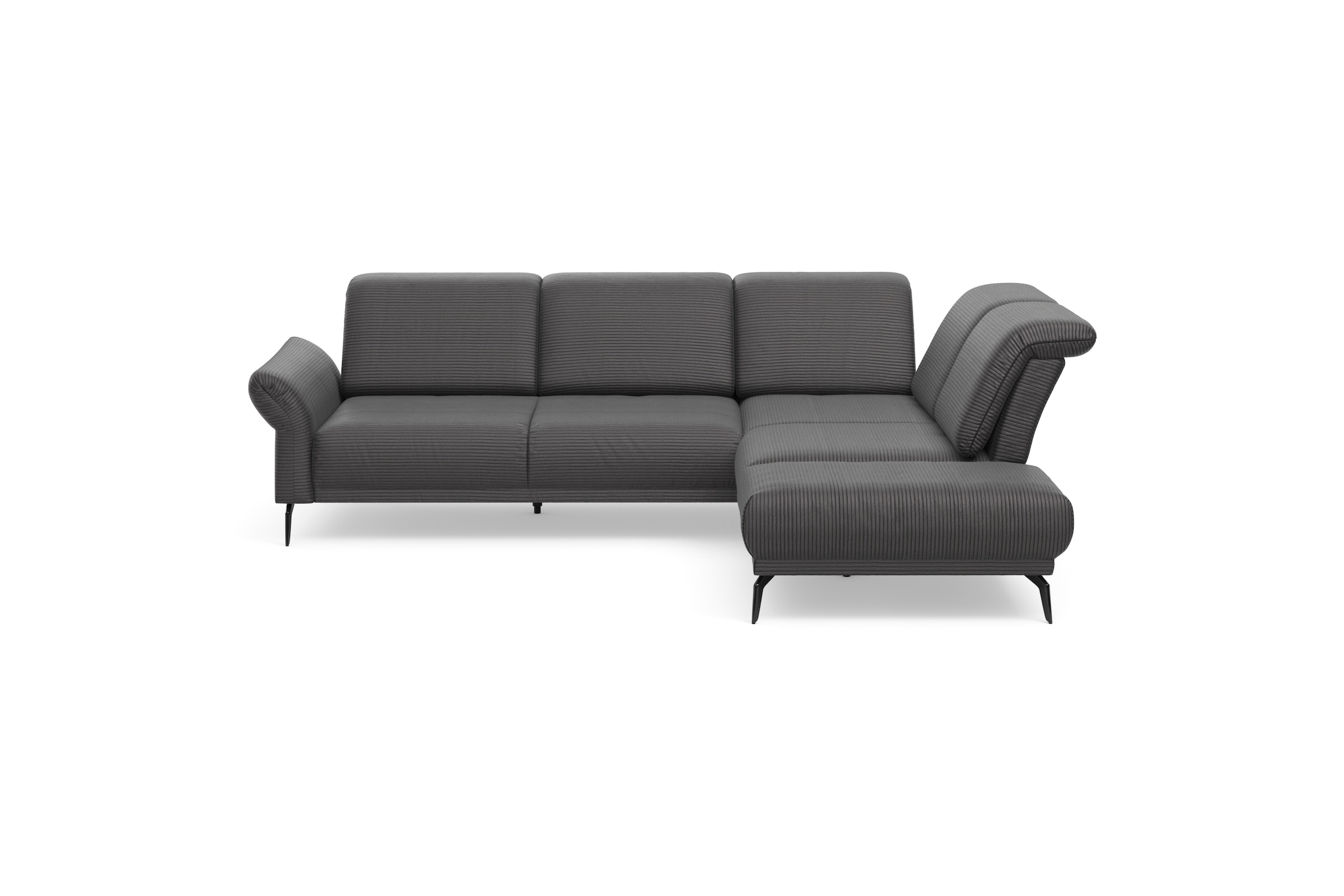 INOSIGN Ecksofa »Coco L-Form«, Sitztiefen-, Arm- und Kopfteilverstellung, Cord-Bezug, Fusshöhe 15 cm