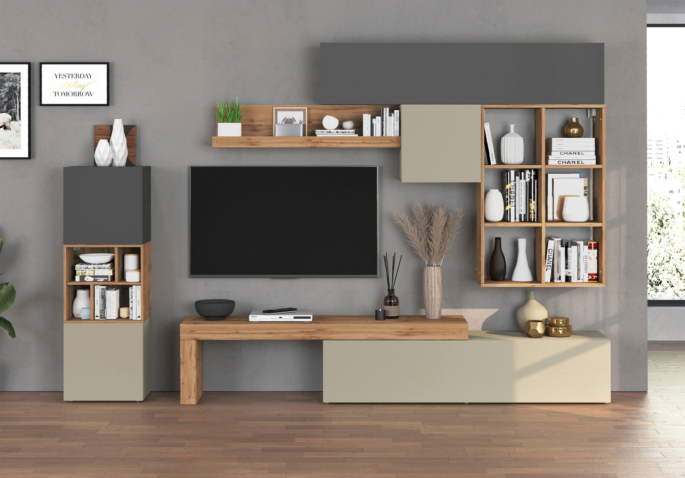 INOSIGN Wohnwand »Chronos Wohnwand, Medienwand, 8-er set« Set, 8 Stk. tlg.