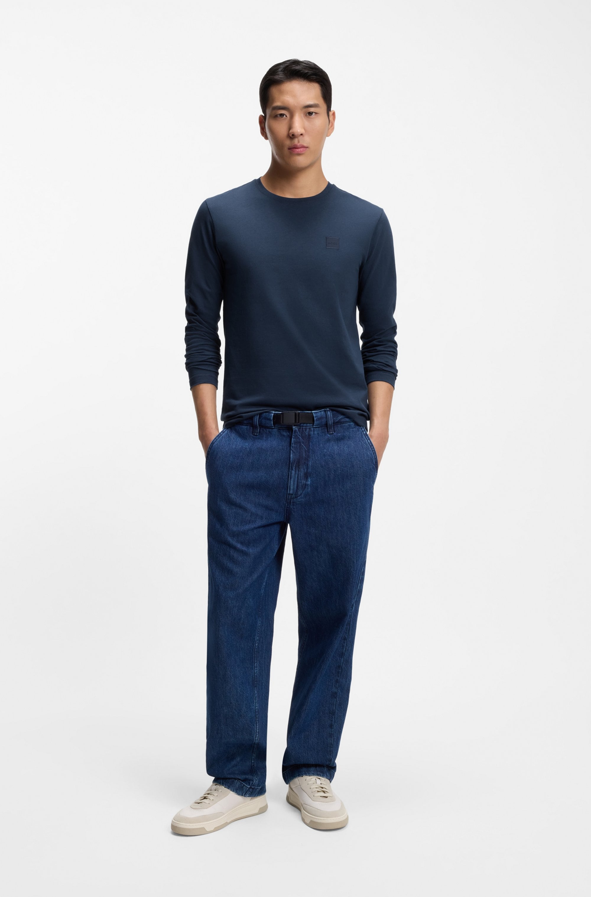 BOSS ORANGE Langarmshirt »Tacks« mit Markenlogo auf der Brust