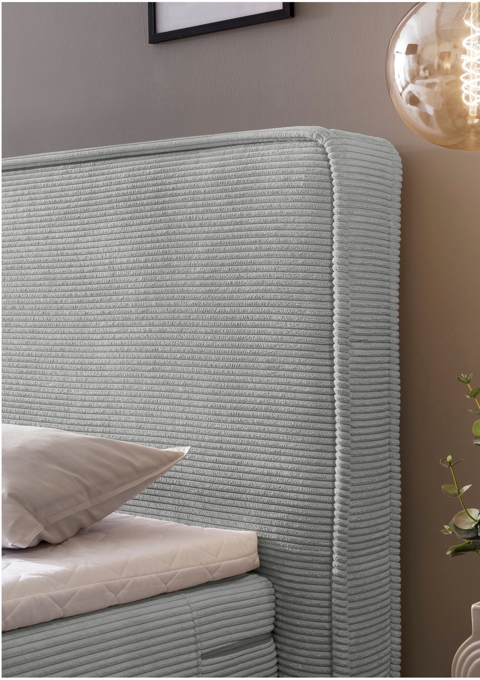 Home affaire Boxspringbett »SHERWOOD Hotelbett, Polsterbett«, Hochwertiger Cord,weiche Velours-Struktur, mit Topper, Eiche