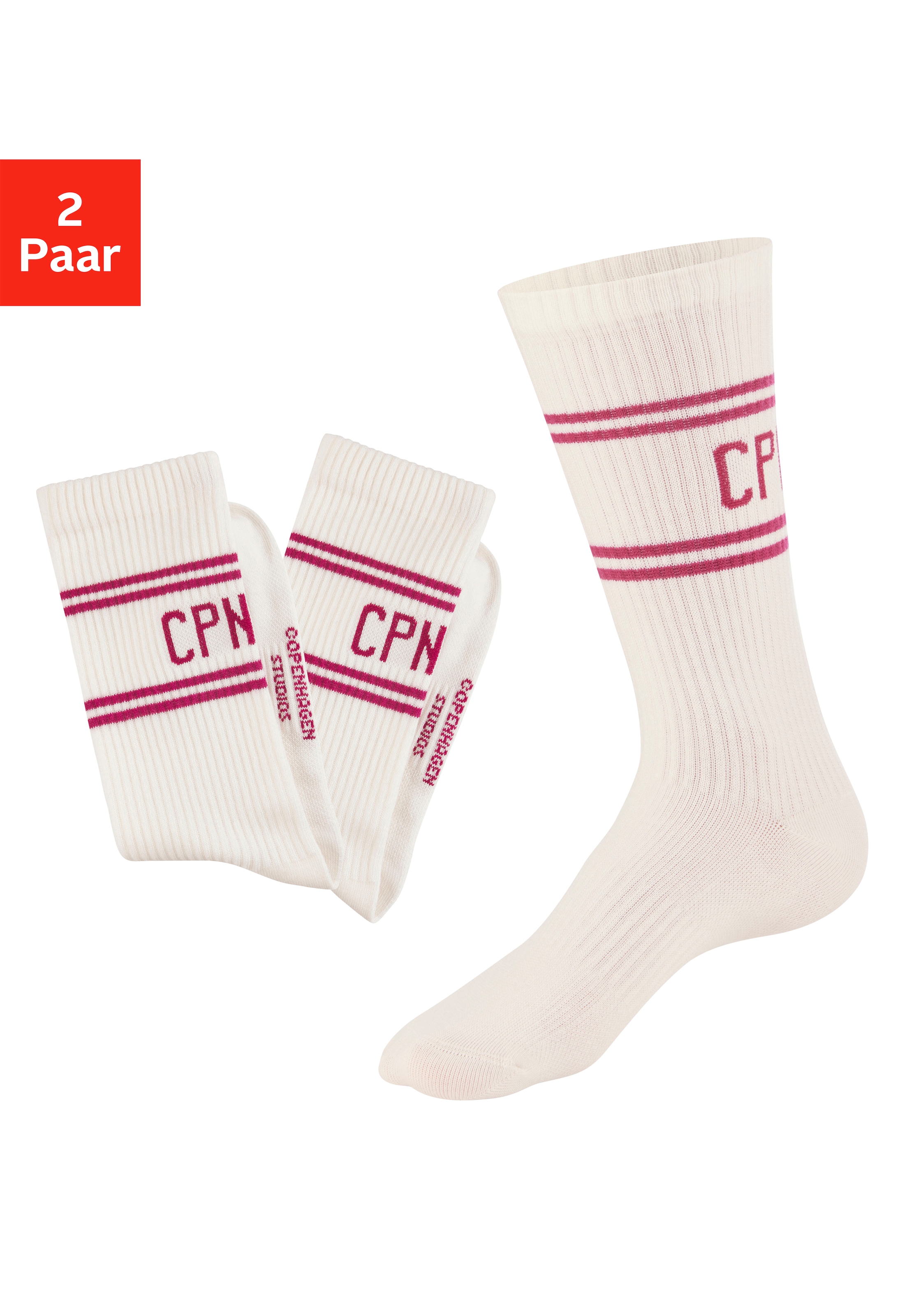 Image of Copenhagen Studios Langsocken Packung, 2 Paar tlg. mit Pikeé-Struktur unter der Sohle