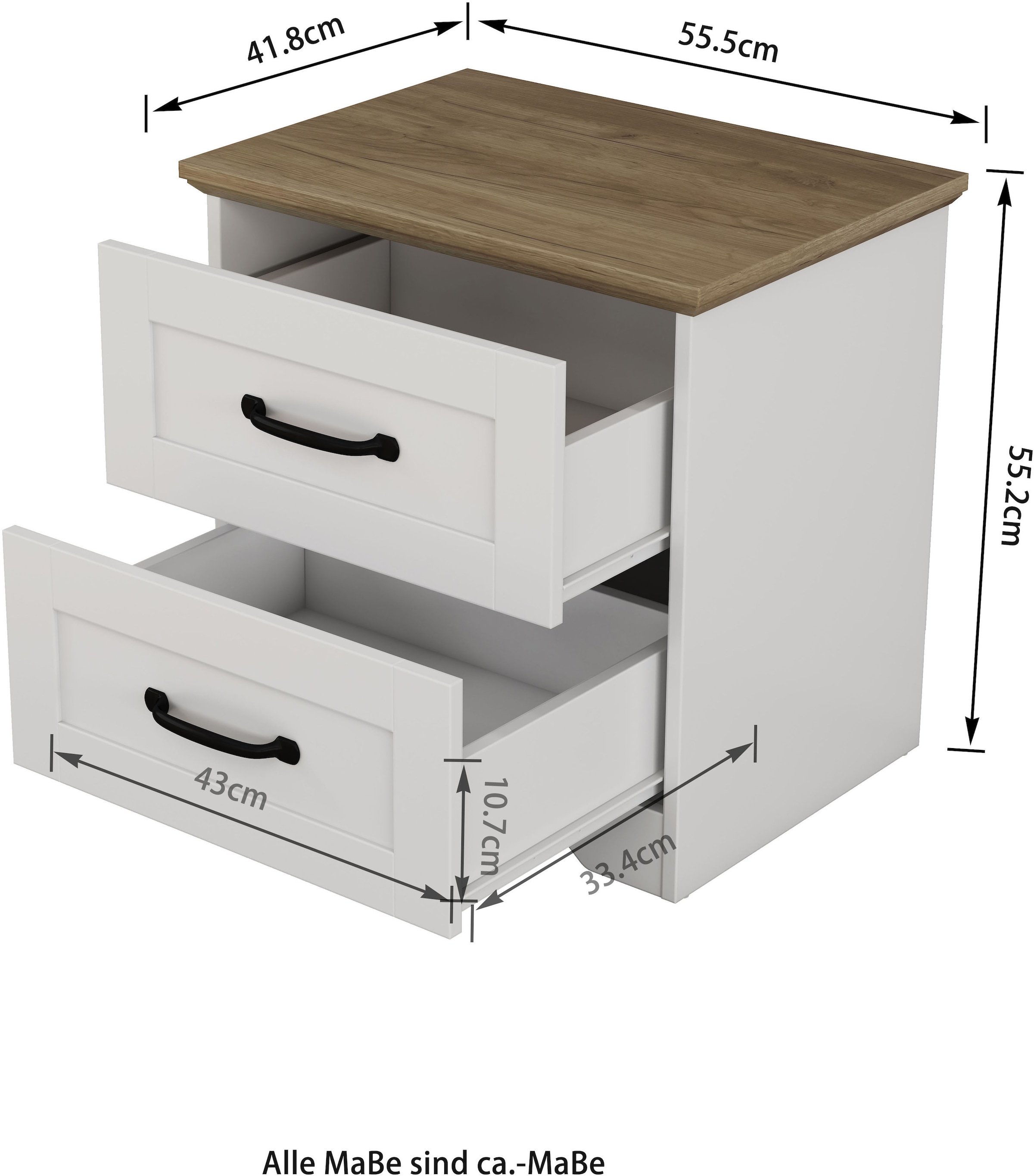 GOODproduct Nachtkommode »Emmilia Nachttisch Set im Landhaus Design« Schlafzimmer Kommoden Nachschrank im 2er Set, 2 Stk. tlg. 2 Schubladen je Nachttisch - viel Stauraum im Schlafzimmer