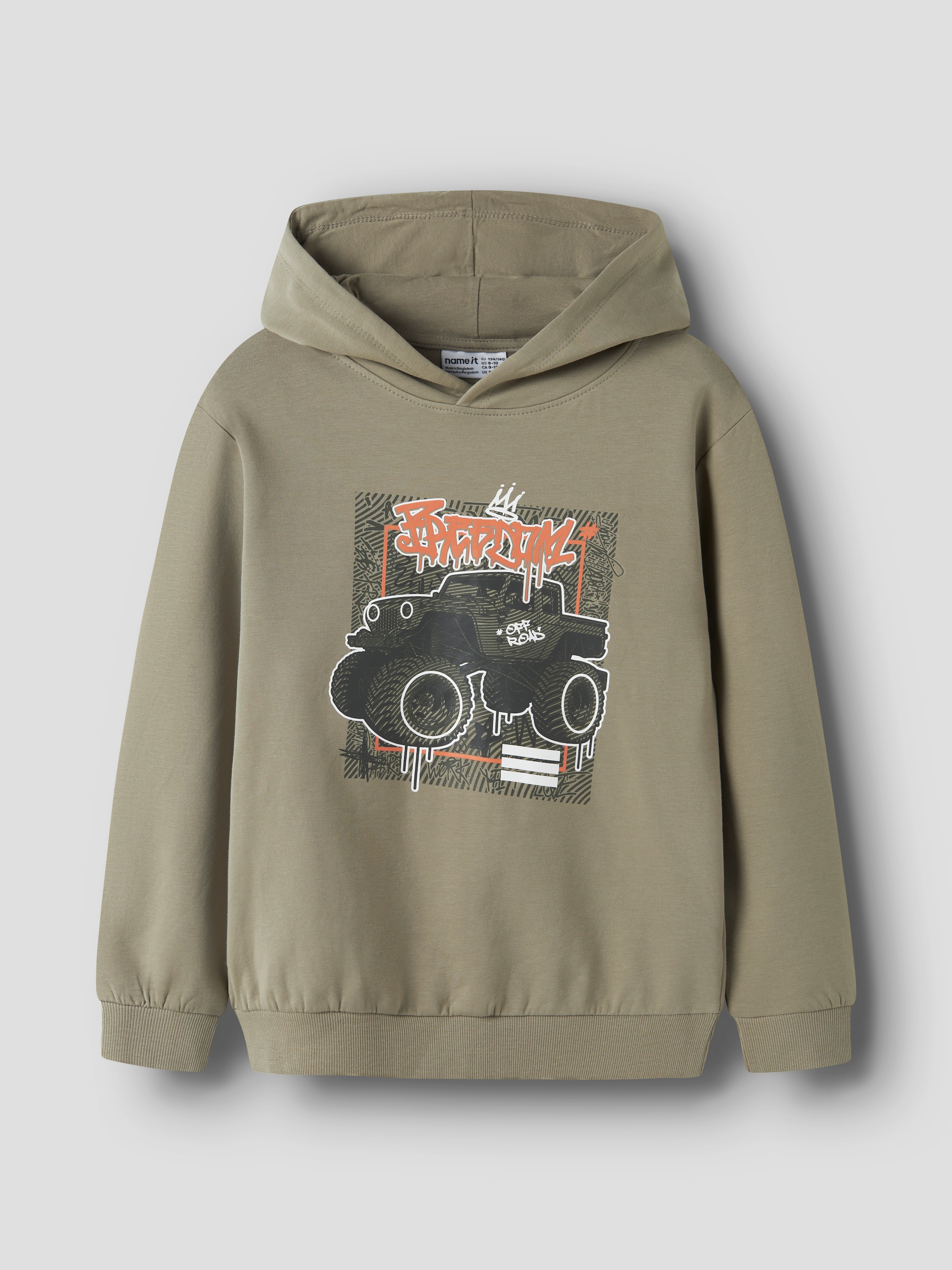 Name It Sweat à capuche »NKMVUGO LS NREG SWEAT WH BRU«, Mélange de coton, coupe régulière, imprimé
