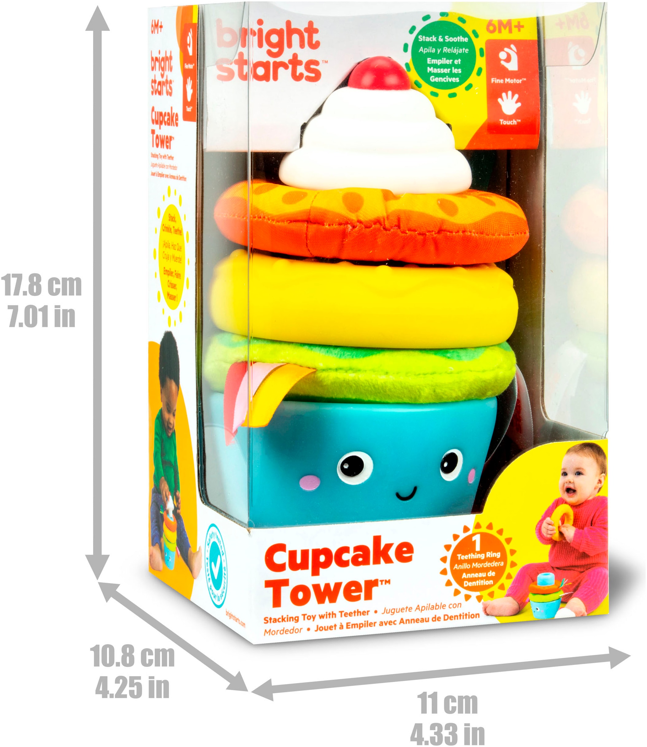 Bright Starts Jouets à empiler »Cupcake Tower Stacking Toy with Teether«