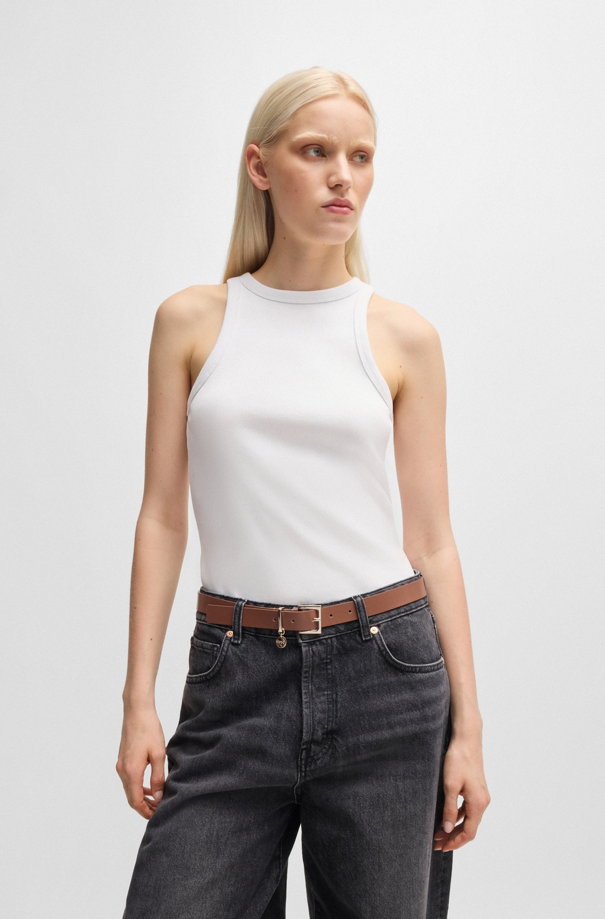 HUGO Ceinture en cuir »Amelia-G Sz25« Stilvoller Verschluss mit Logo Anhänger