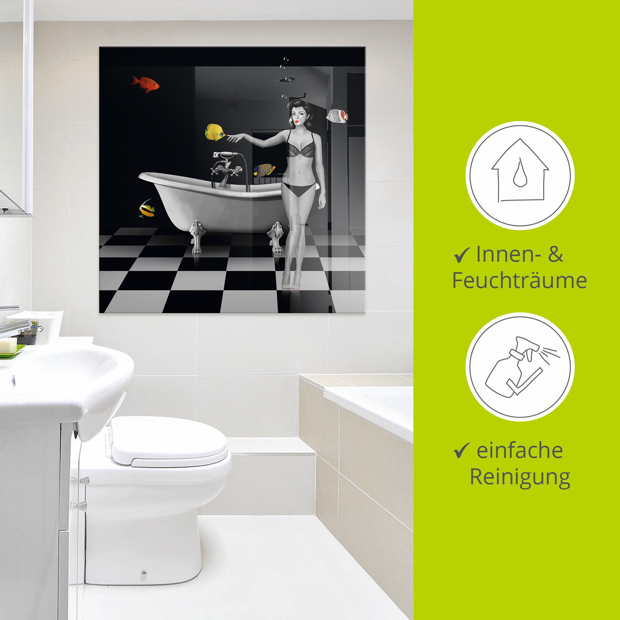 Artland Glasbild »Ein Badezimmer für Fische«, Frau, (1 St.), in verschiedenen Grössen