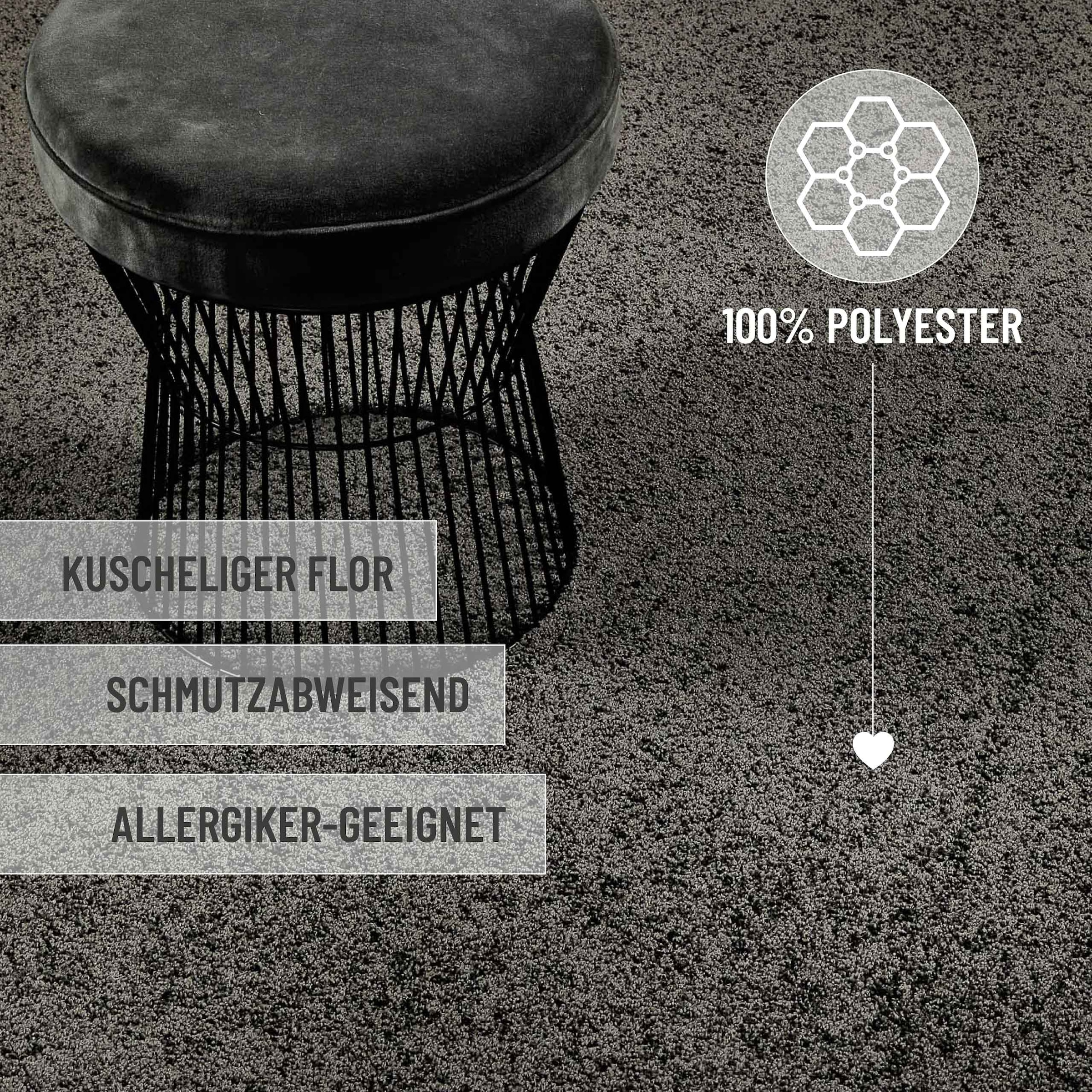 Wecon home Basics Hochflor-Teppich »Nova«, quadratisch, 25 mm Höhe, Shaggy, gewebt, Läufer, robust, Wohnzimmer, Schlafzimmer