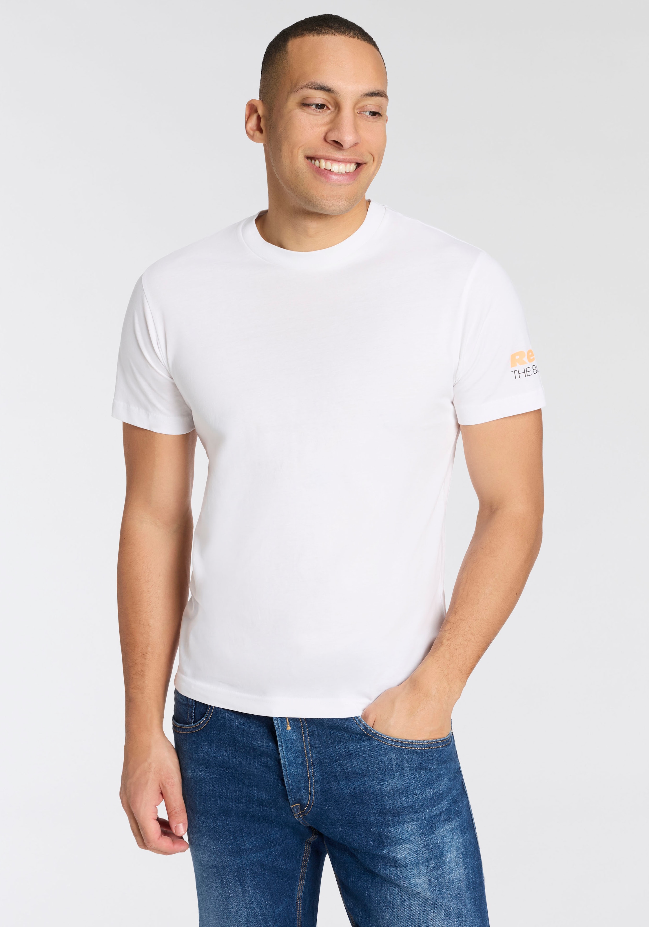 Image of Replay T-Shirt Replaydruck am Ärmelabschluss
