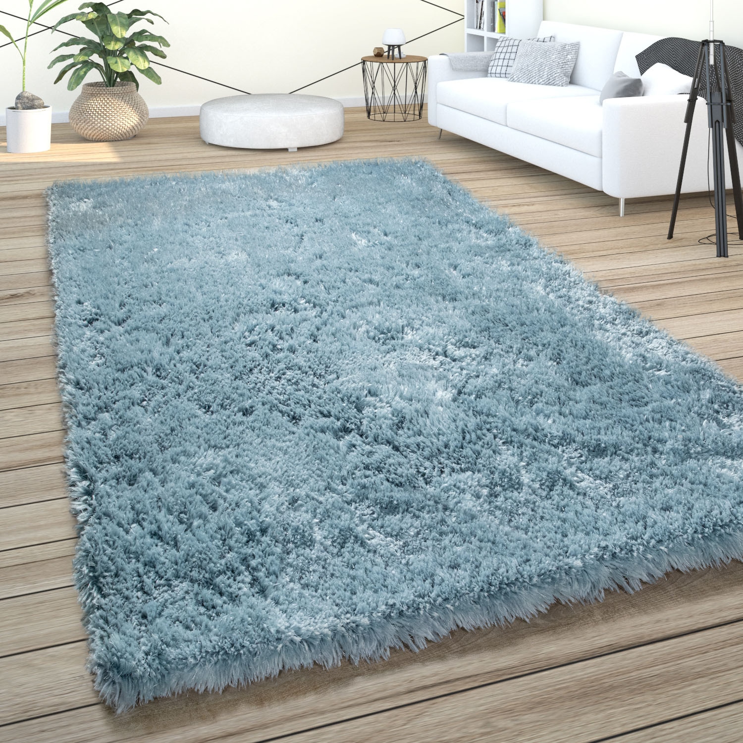 Paco Home Hochflor-Teppich »Akumal 930«, rechteckig, 60 mm Höhe, Shaggy, besonders weich durch Softgarn, Uni-Farben