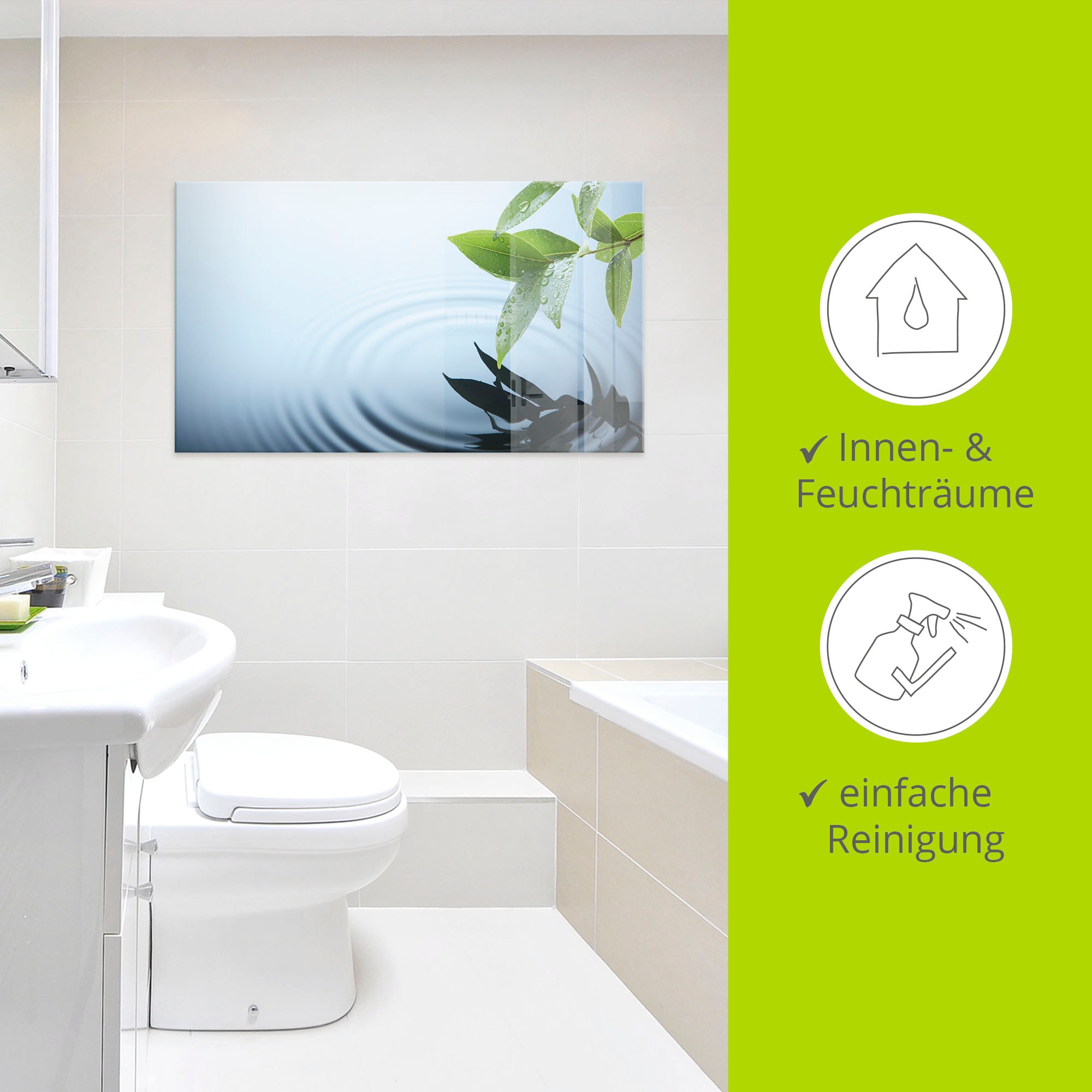 Artland Glasbild »Pflanze und Wasser« Zen 1 Stk. tlg. in verschiedenen Grössen