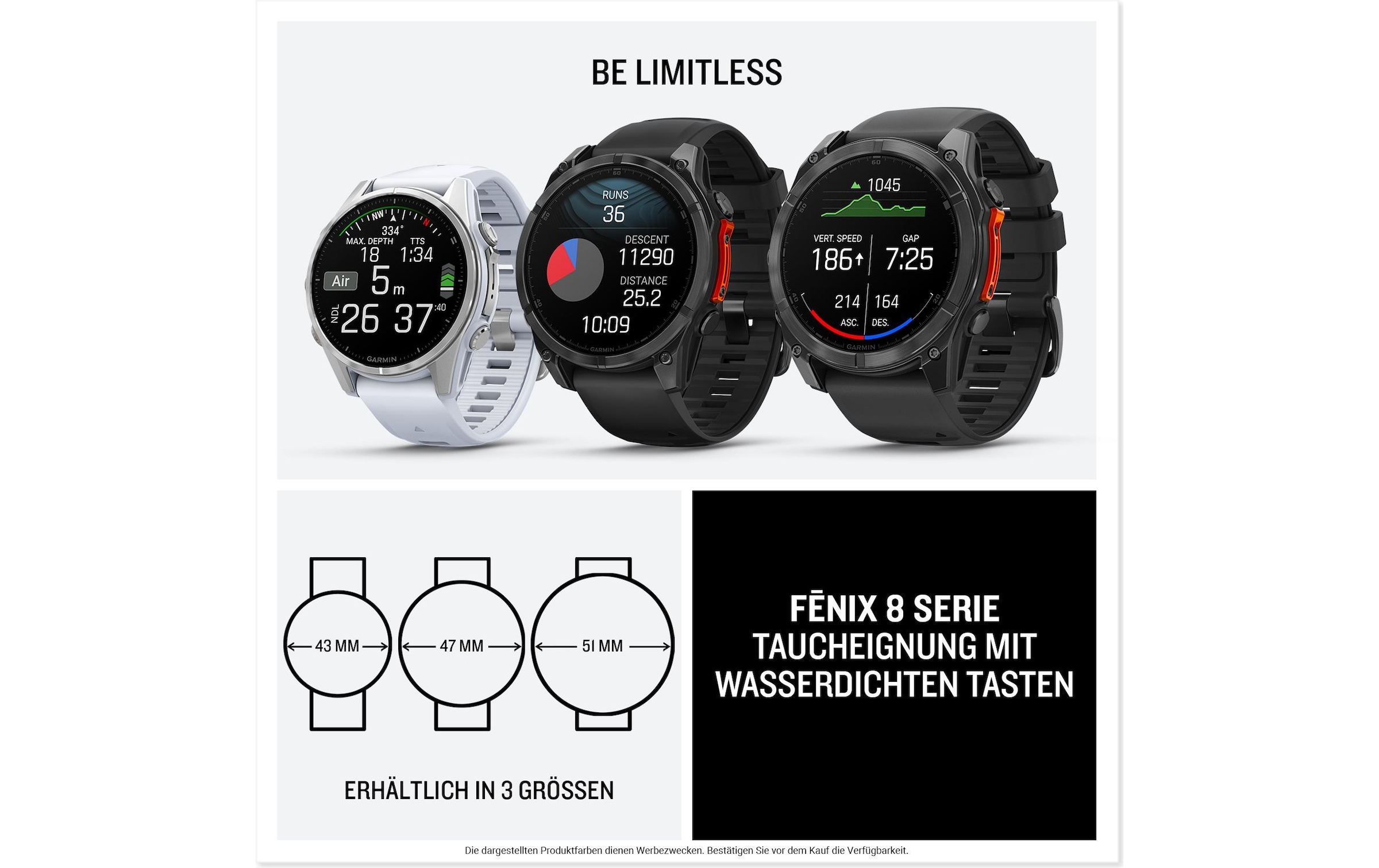 Garmin Smartwatch »Fenix 8 AMOLED, 47 mm«, (3,542 cm / 1,4 Zoll), 32 GB,)