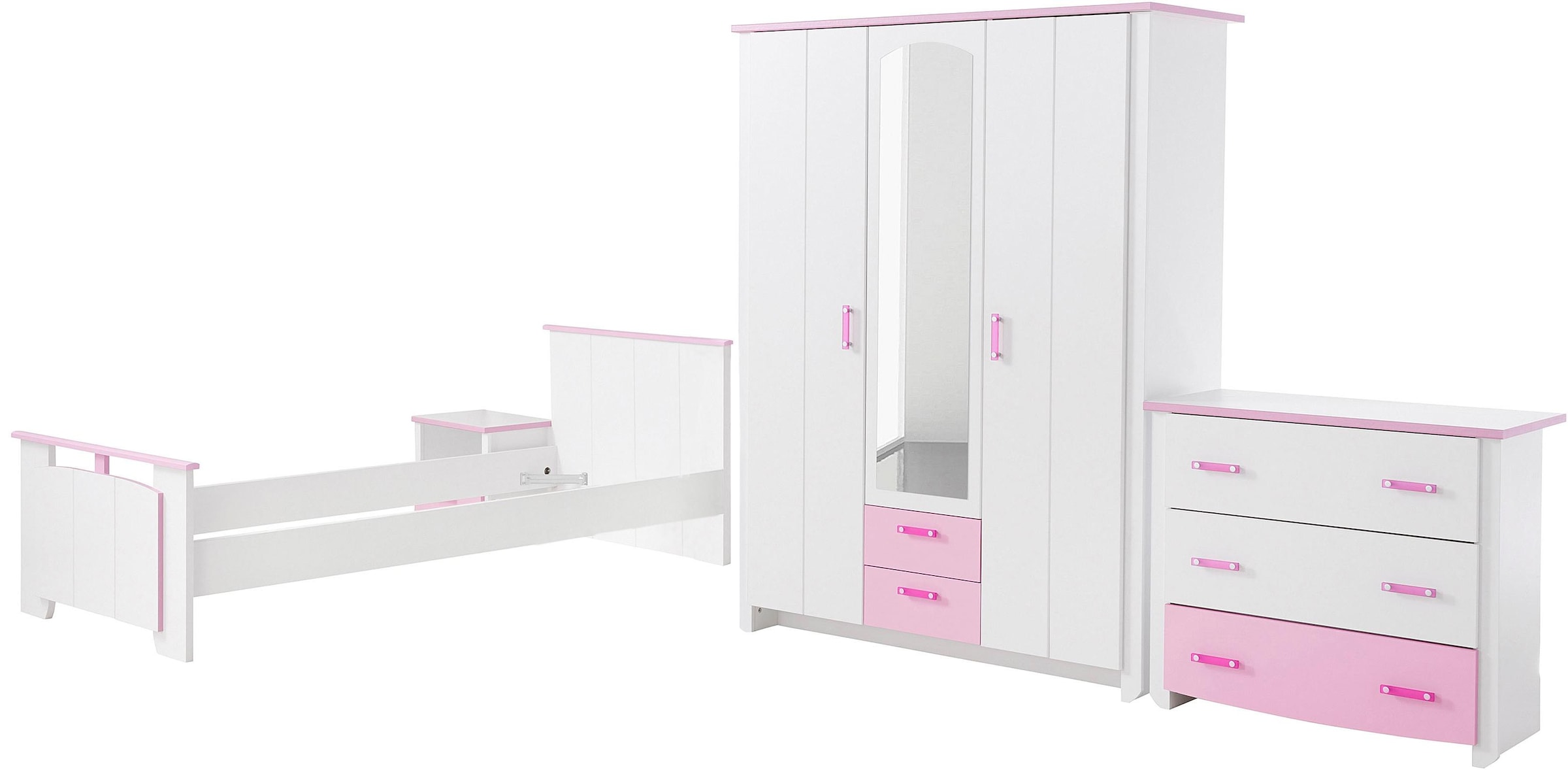 Trendige Parisot Jugendzimmer-Set »Biotiful«, (Set, Kleiderschrank und versandkostenfrei Kommode Kommode), St., shoppen Bett, 4 Nachttisch, Schrank, mit