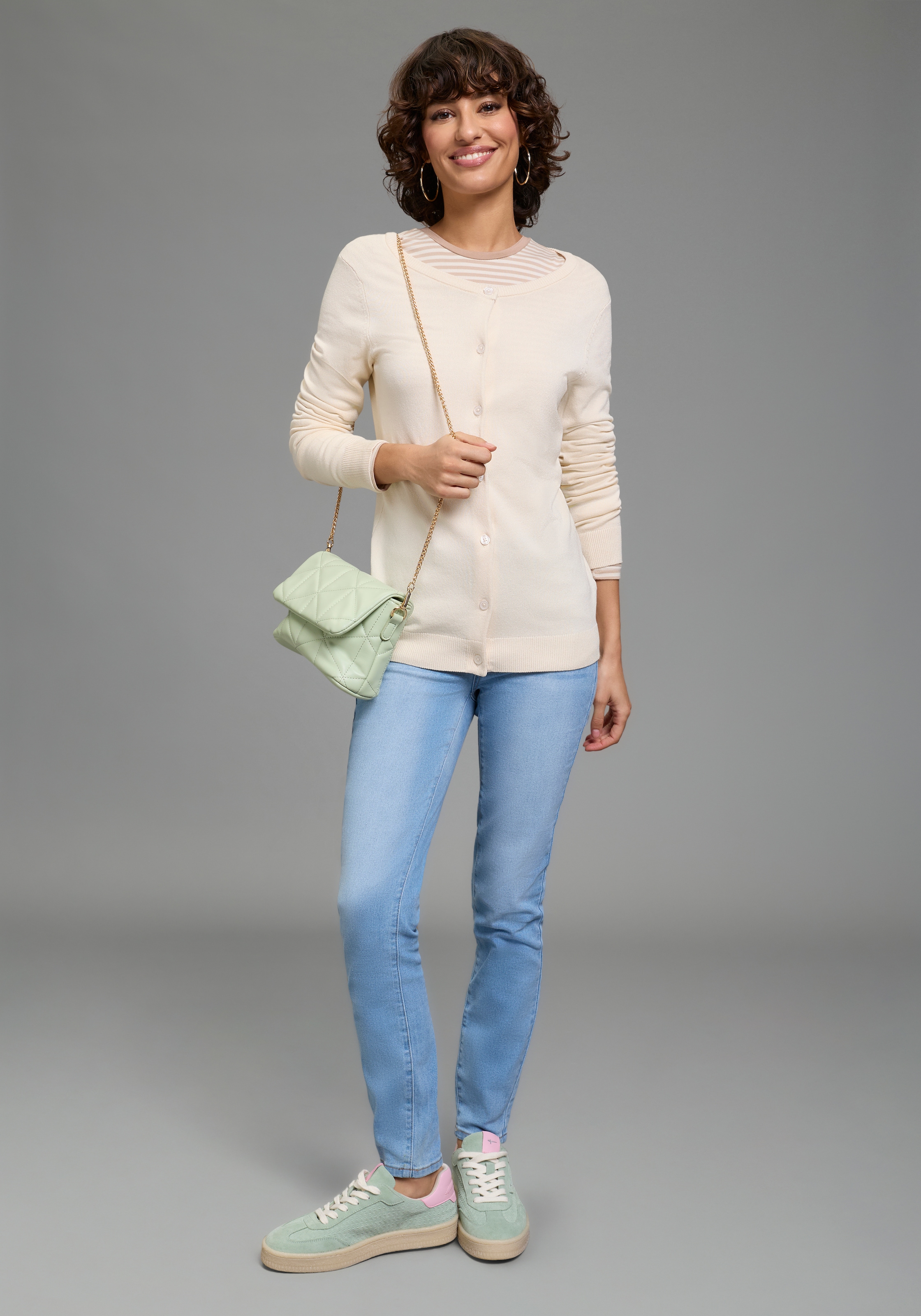 Laura Scott Strickjacke leichte Übergangsstrickjacke aus Feinstrick