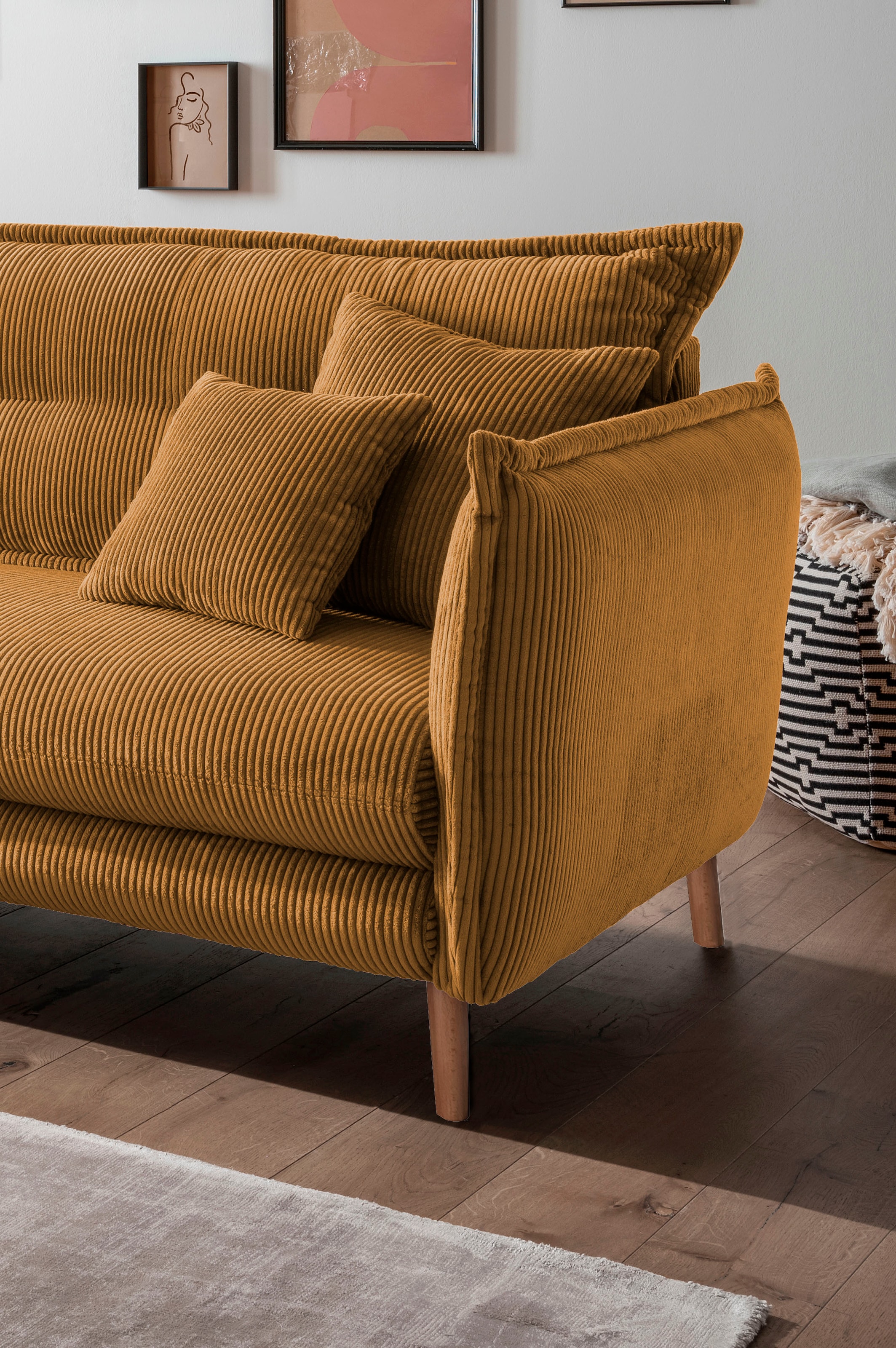 INOSIGN Ecksofa »Lazio modern und bequem, schmale Armlehnen, tolle Detailverarbeitung«, zwei verschiedene Fussfarben wählbar
