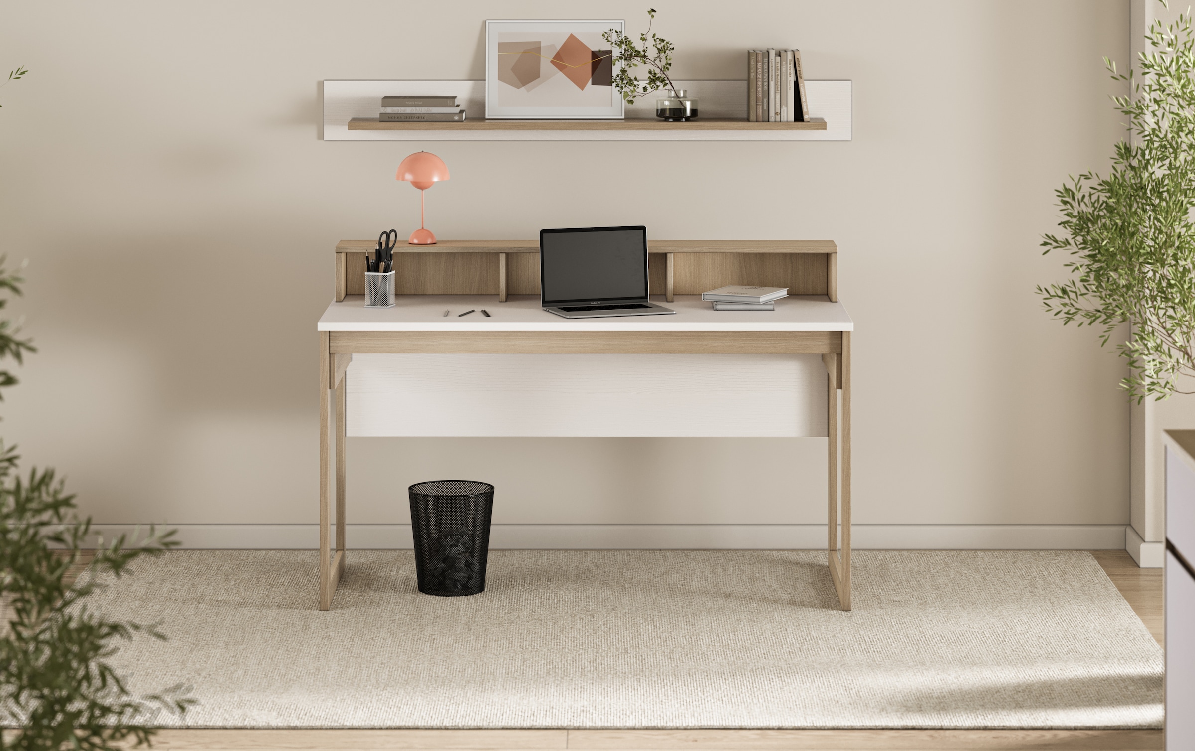 Image of Home affaire Büromöbel-Set "Stranda im Scandi-Style, Home Office, Büro in zwei Farben verfügbar" 2 Stk. tlg. enthält Schreibtisch und Wandboard