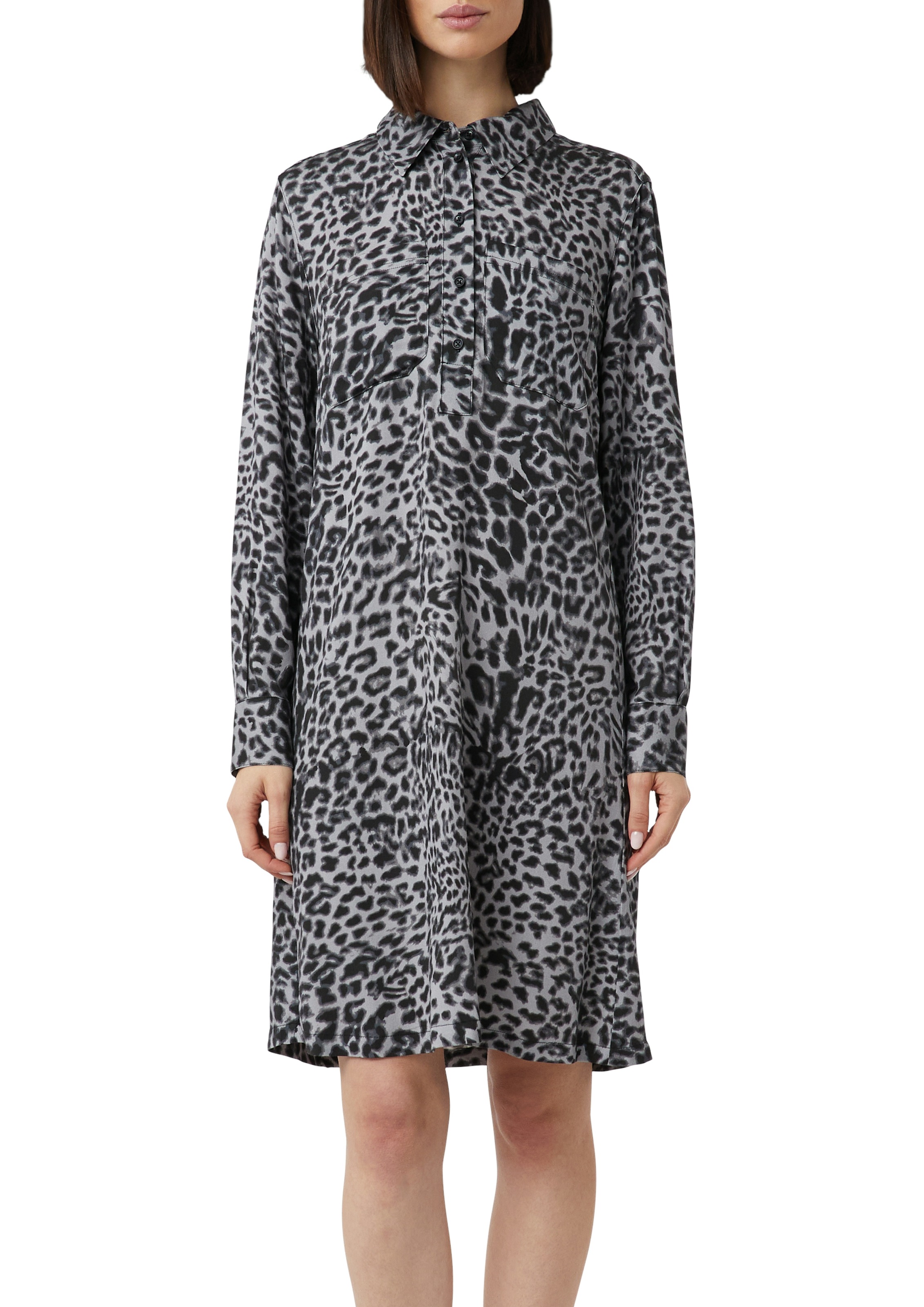 Image of Comma Hemdblusenkleid Sommerkleid mit All-Over Leo Print