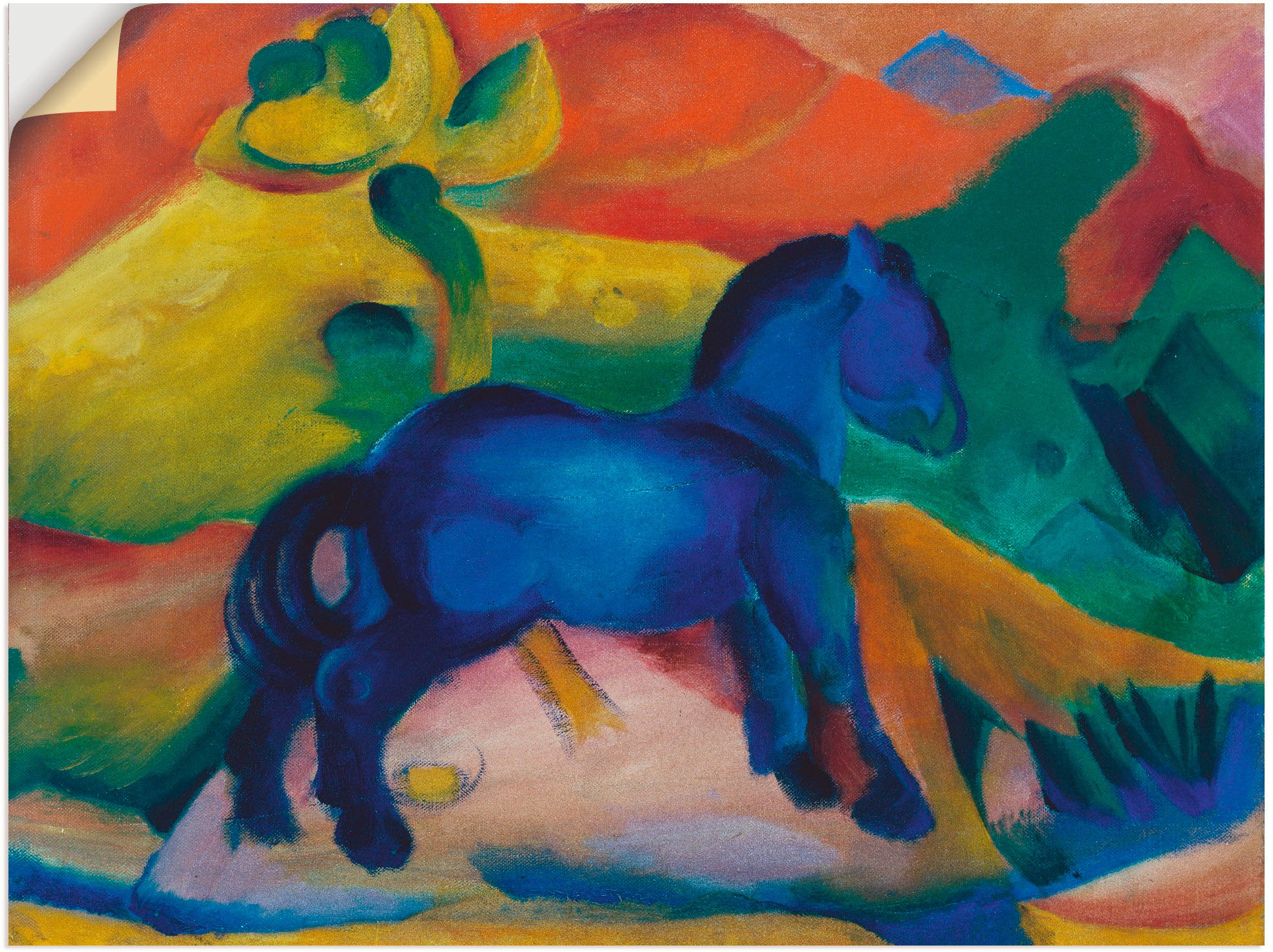 Image of Artland Wandbild »Blaues Pferdchen Kinderbild. 1912.«, Tiere, (1 St.), in vielen Grössen & Produktarten - Alubild / Outdoorbild für den Aussenbereich, Leinwandbild, Poster, Wandaufkleber / Wandtattoo auch für Badezimmer geeignet bei Ackermann Versand Schw