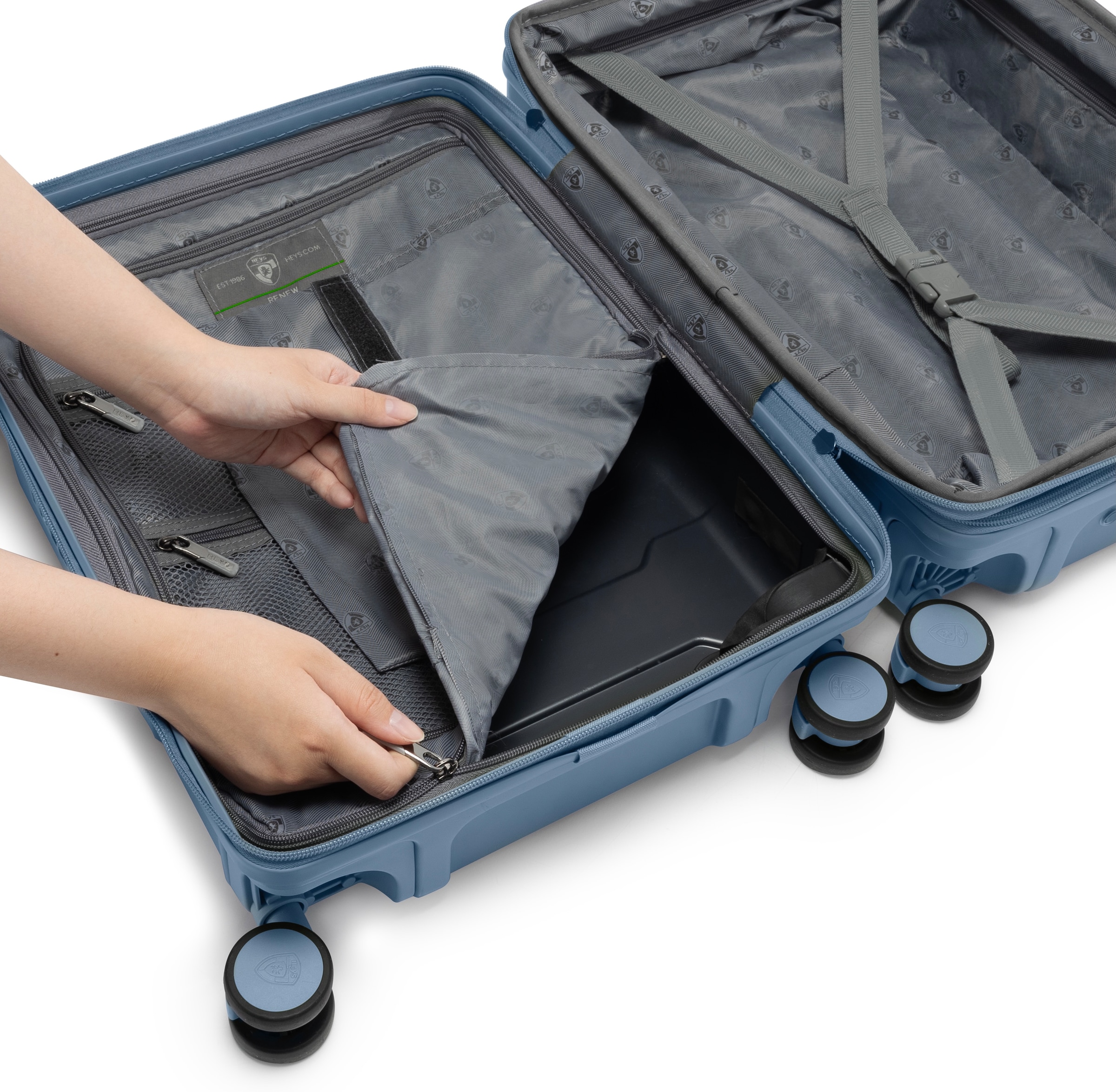 Heys Hartschalen-Trolley »ReNew, verschiedene Grössen und Farben« 47 l 4 Rollen herausnehmbares Innenfutter Volumenerweiterung 5 Jahre Garantie