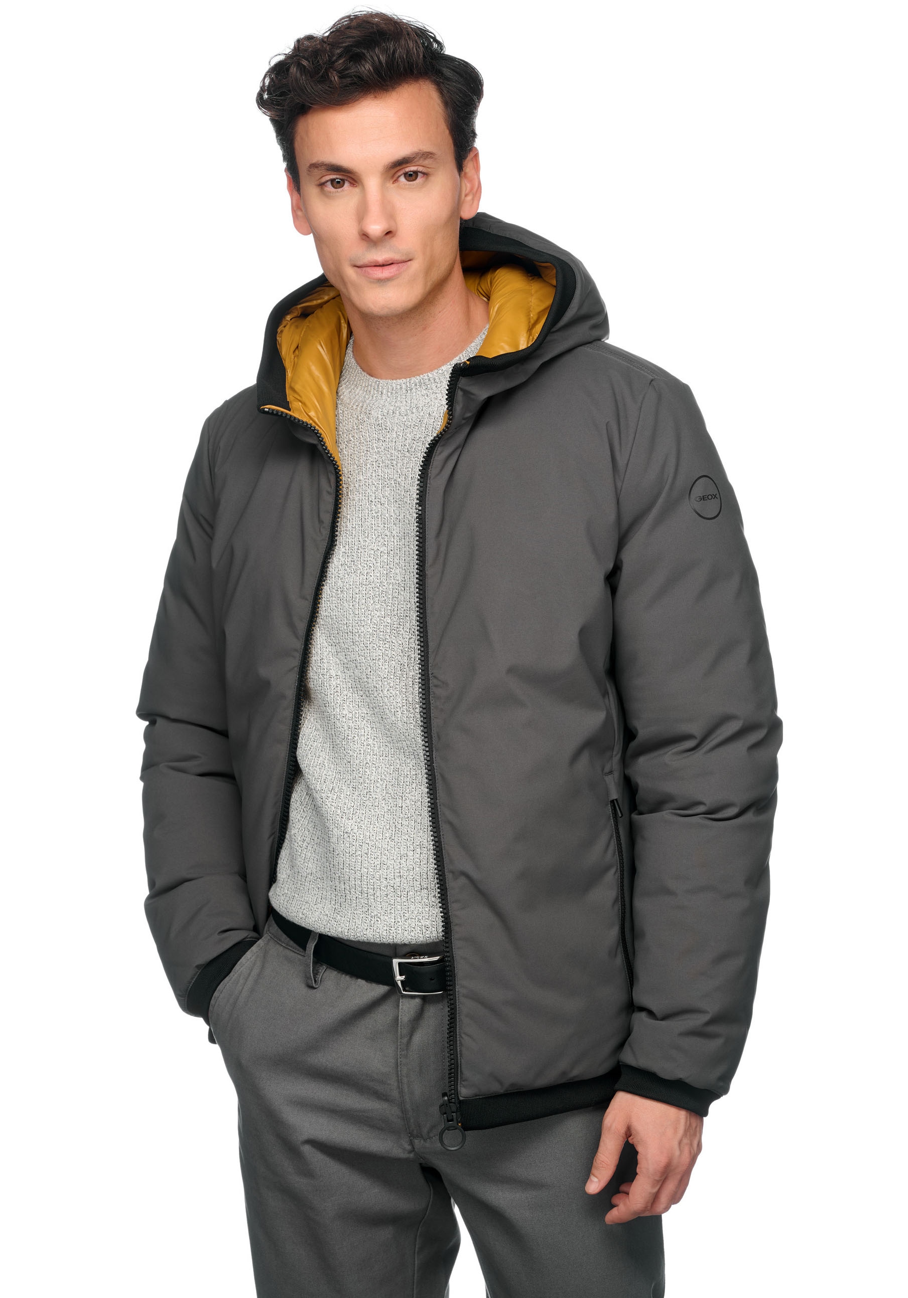 Geox Wendejacke »SPHERICA«, mit Kapuze, eine Seite glatt - eine Seite gesteppt, Reissverschluss, Kapuze