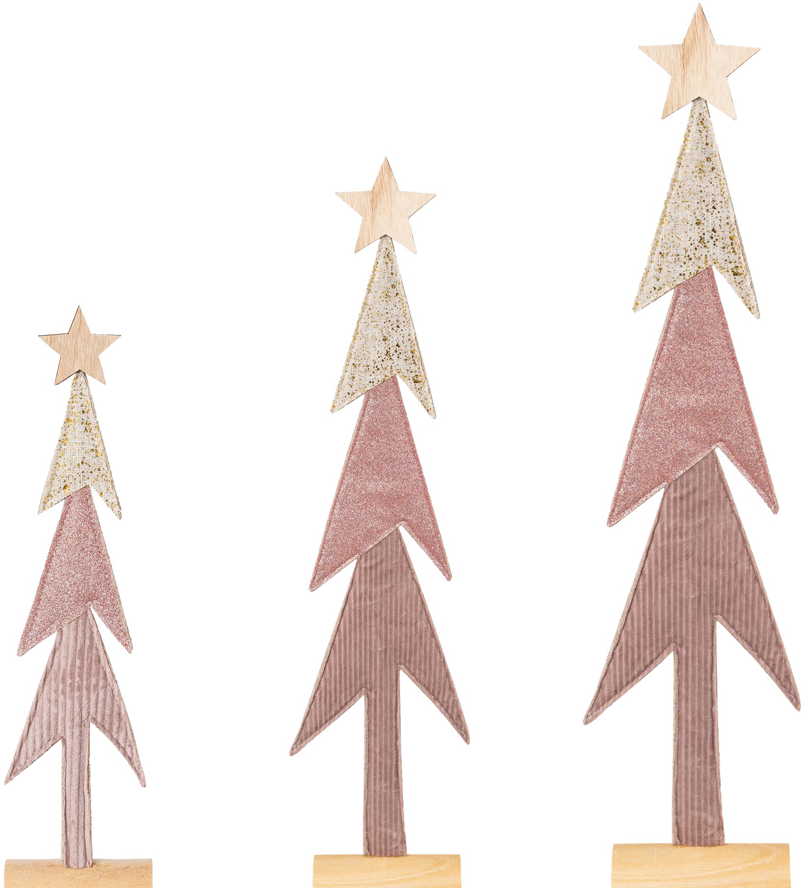 Image of Creativ home Dekobaum, (Set, 3 St.), Tannenbaum aus Stoff und Holz, Höhe ca. 31, 47 und 58 cm bei Ackermann Versand Schweiz