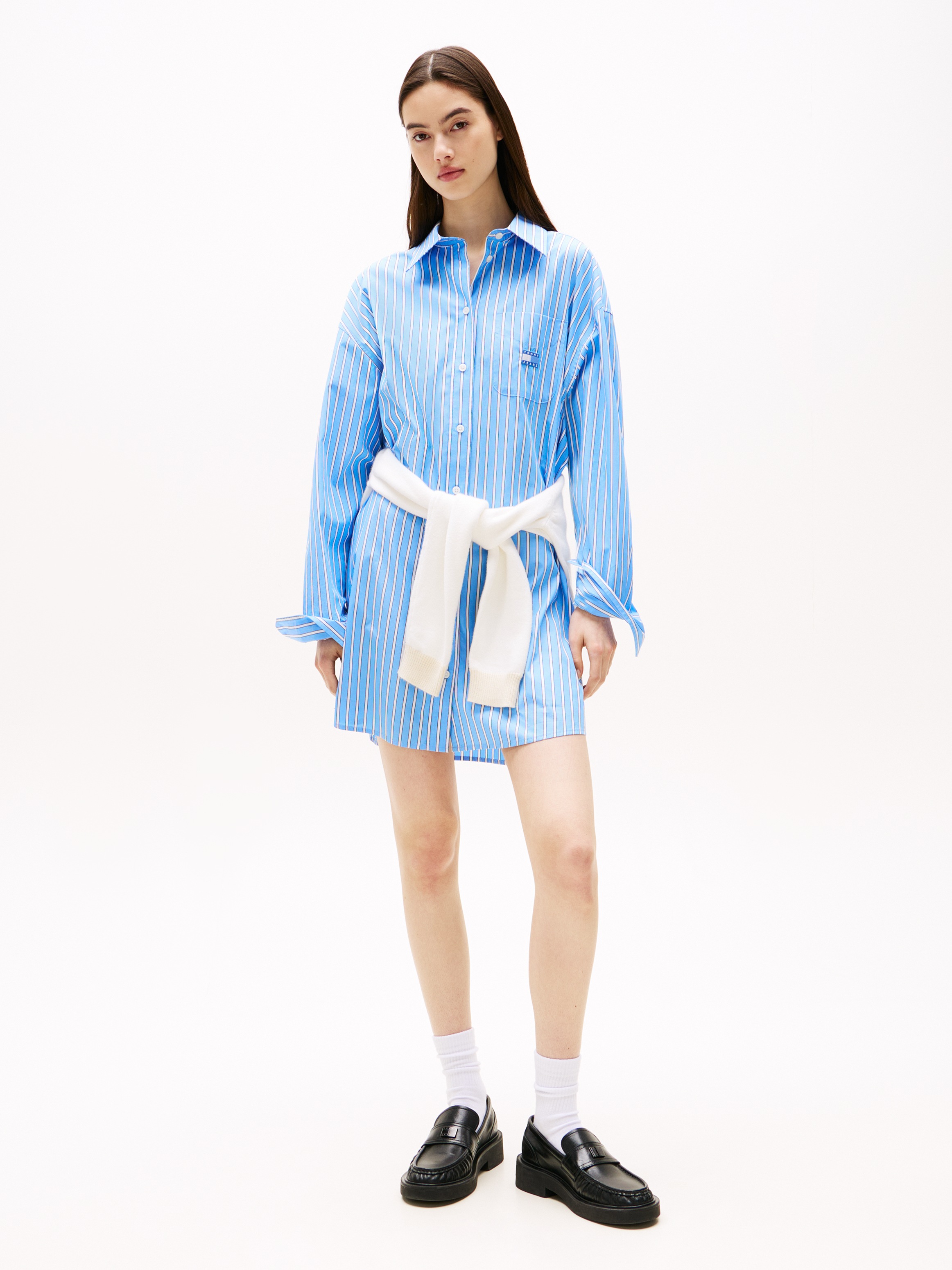 Image of Tommy Jeans Hemdblusenkleid "TJW OVS MINI SHIRT DRESS EXT" Brusttasche