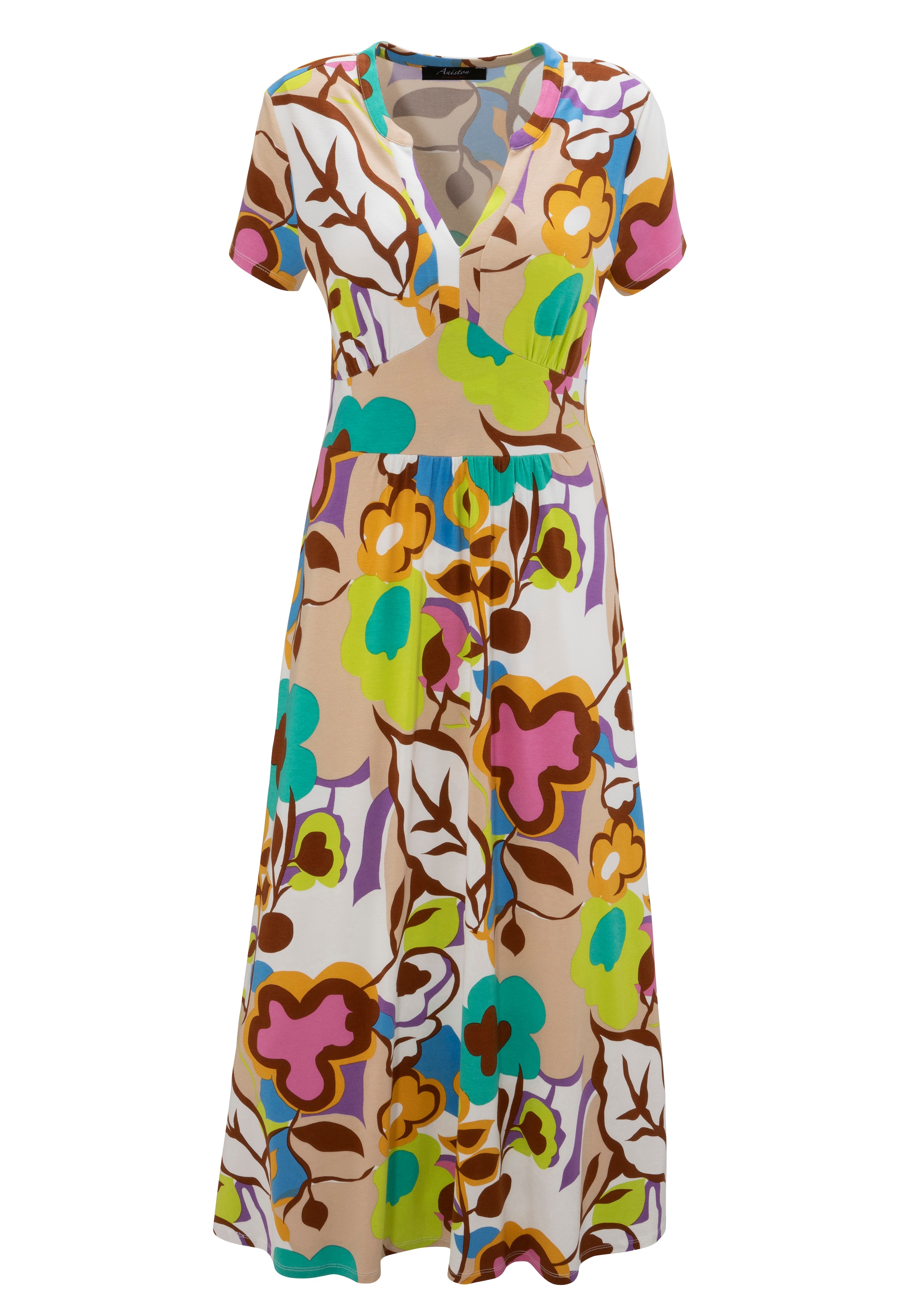 Aniston CASUAL Sommerkleid, mit grossflächigem, graphischem Blumendruck - NEUE KOLLEKTION