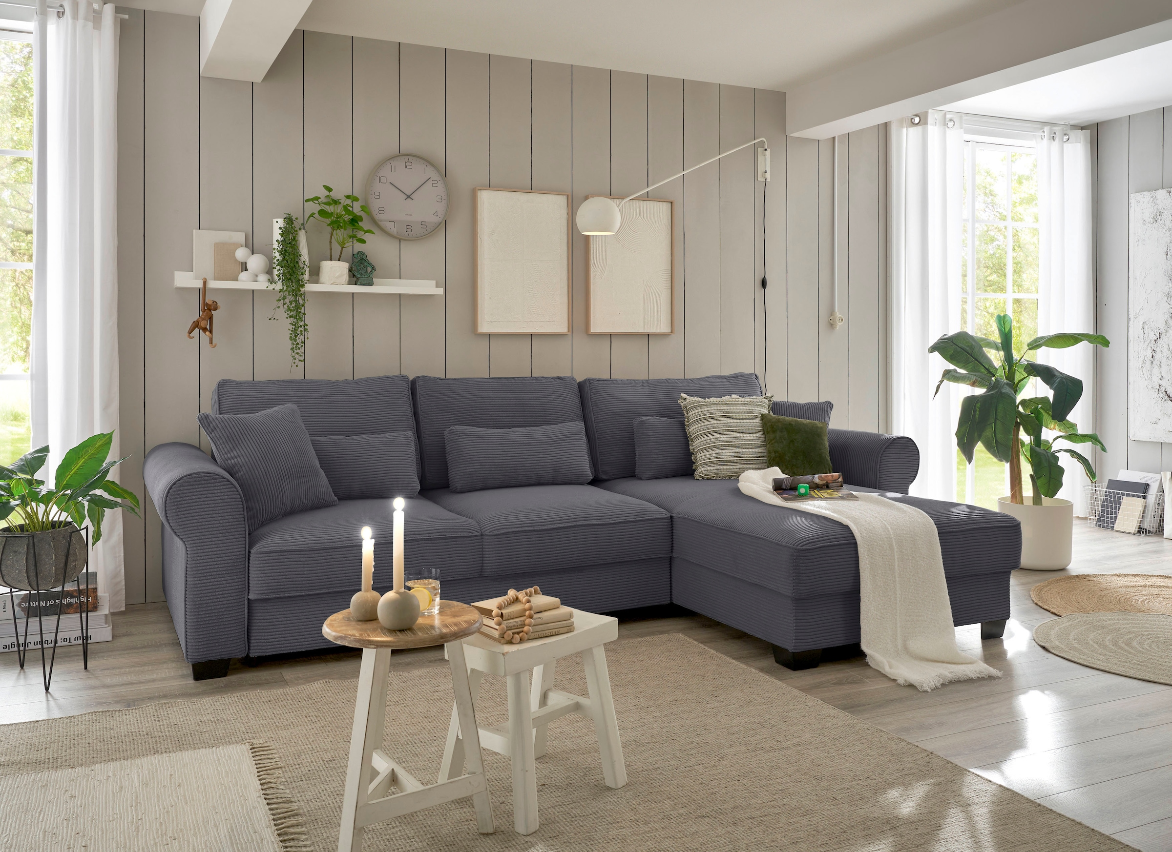 Image of ED EXCITING DESIGN Ecksofa "Angelina L-Form" mit Bettfunktion, Bettkasten & 5 Zierkissen