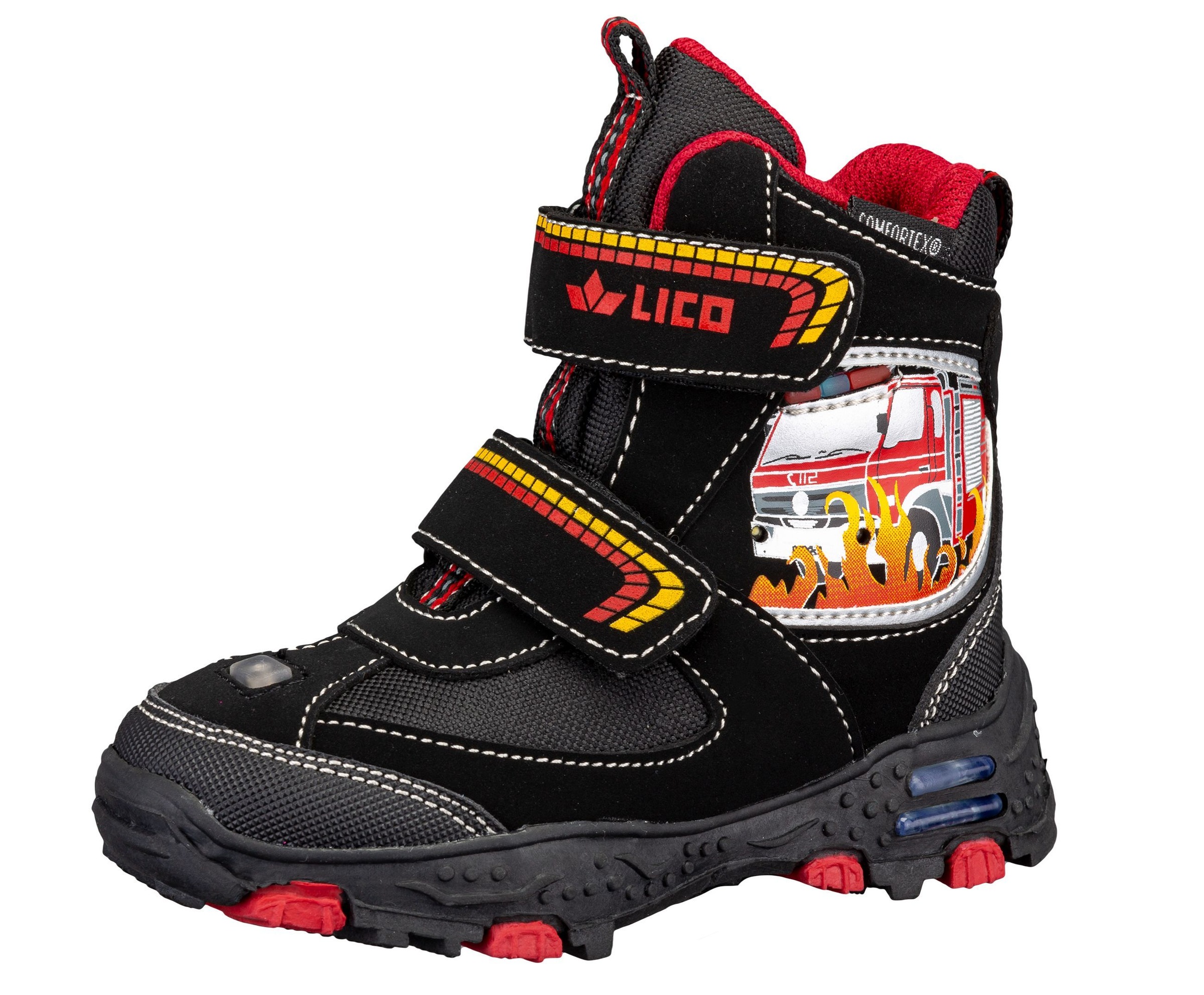 Lico HOT V BLINKY Jongens Sneakers, Rood/zwart/geel, 29 EU : LICO