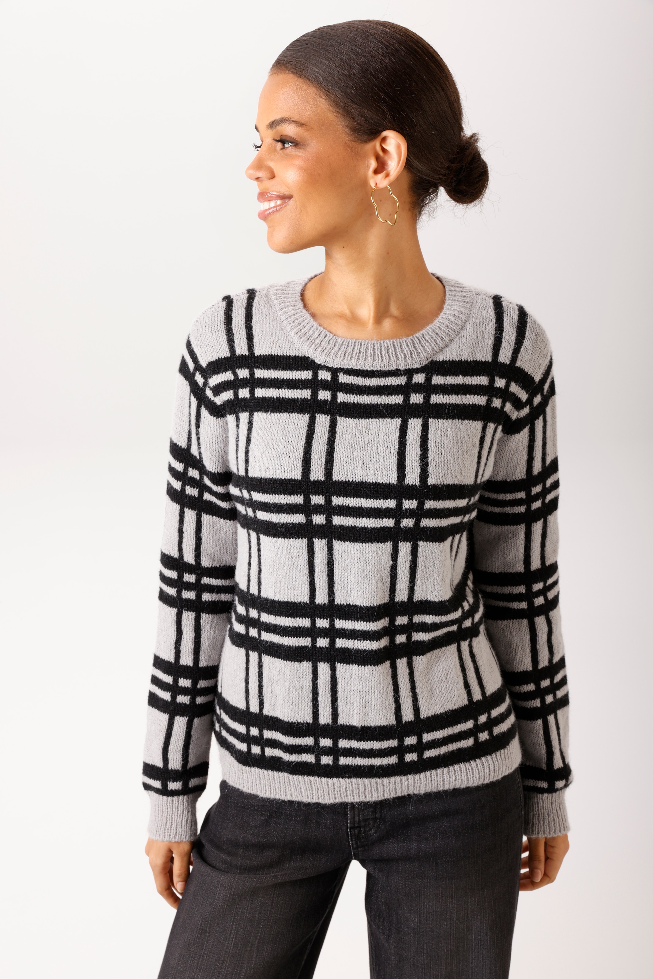 Image of Aniston CASUAL Strickpullover im sportiven Karo-Dessin - NEUE KOLLEKTION