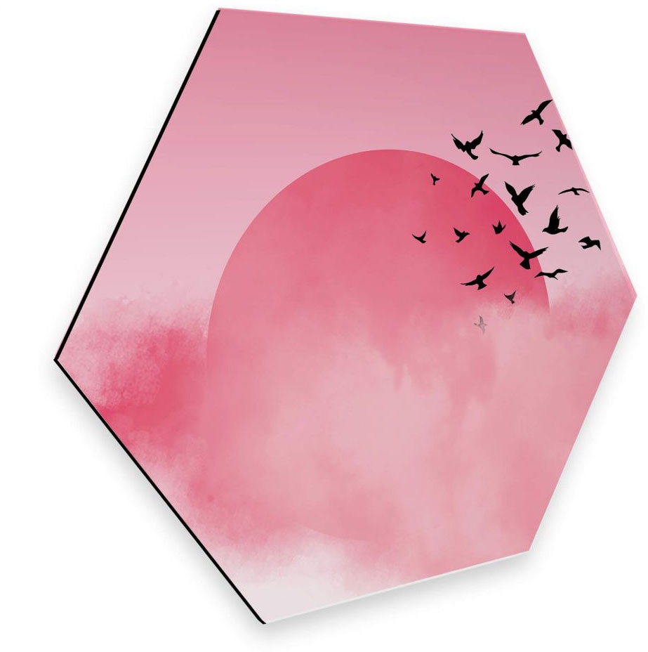 Wall-Art Metallbild »Vogel Sonnenuntergang Pink«, (1 St.) maintenant